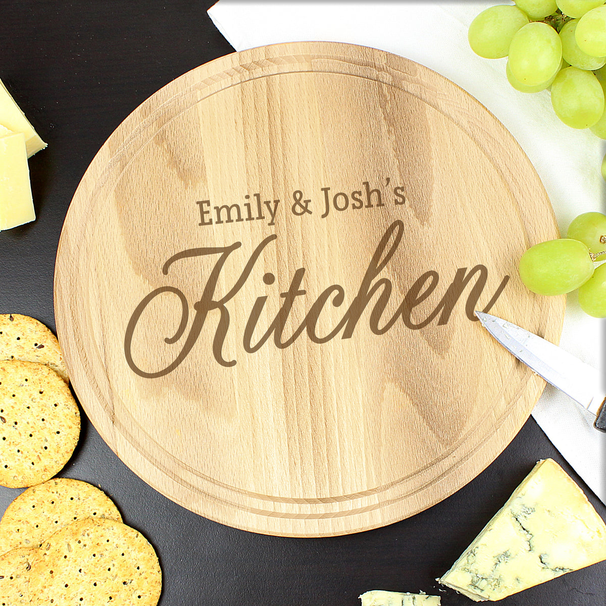 Personalised Kitchen Round Chopping Board for Wedding