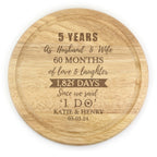 Personalised 5th Anniversary Heart Chopping Board | Anniversary Gift