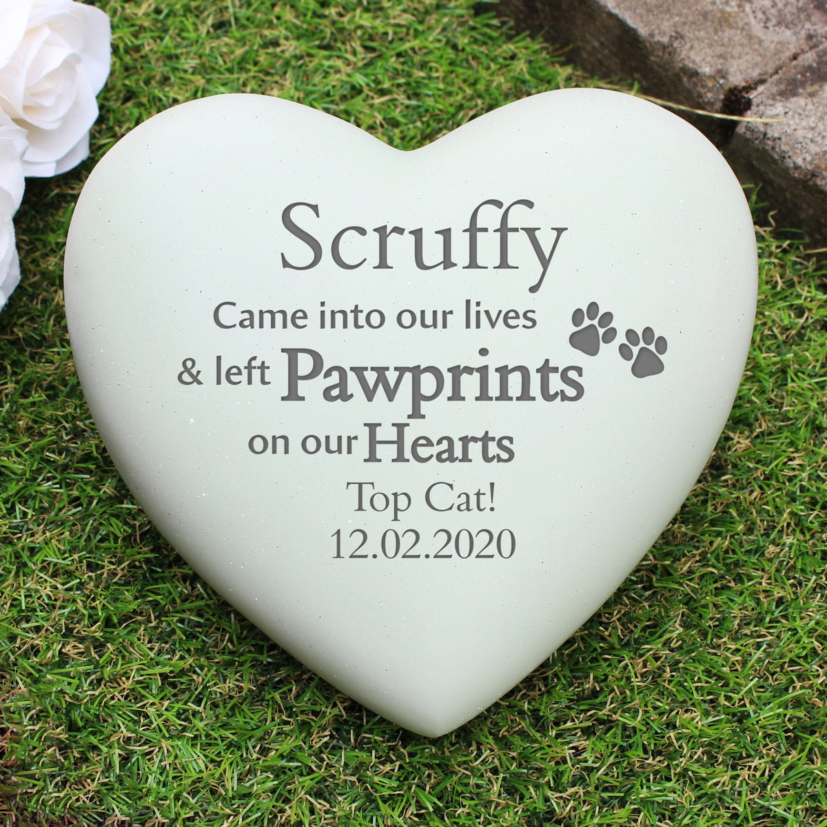 Personalised Pet Pawprints Heart Memorial | Memorial Gift