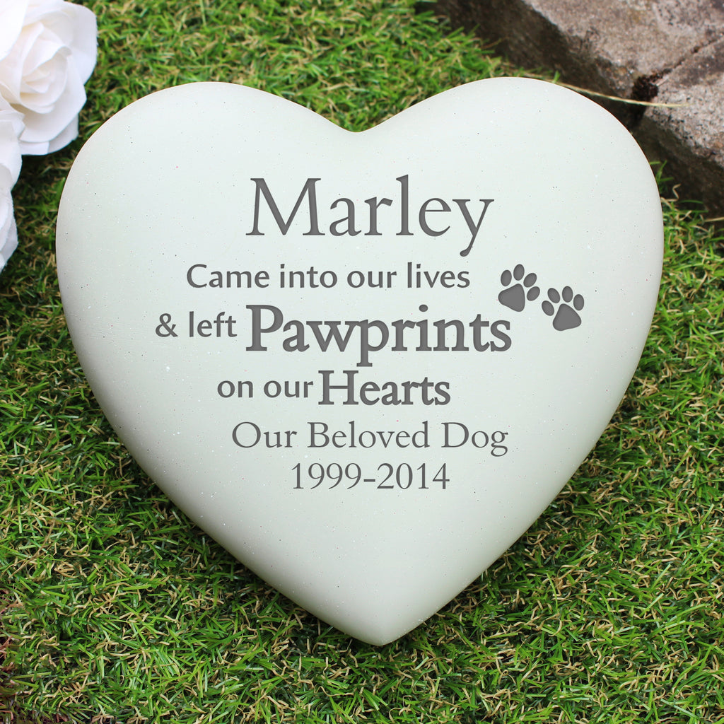 Personalised Pet Pawprints Heart Memorial | Memorial Gift