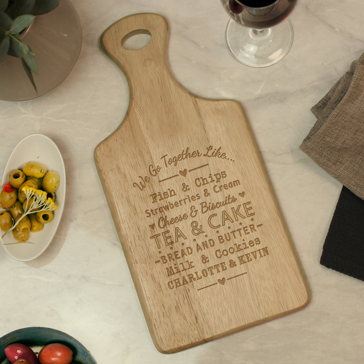 Personalised We Go Together Wooden Paddle Board for Wedding
