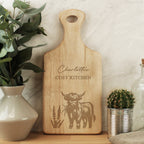 Personalised Highland Cow Paddle Chopping Board | New Home Gift