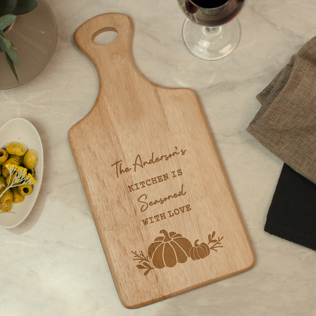 Personalised Pumpkin Paddle Chopping Board for Halloween