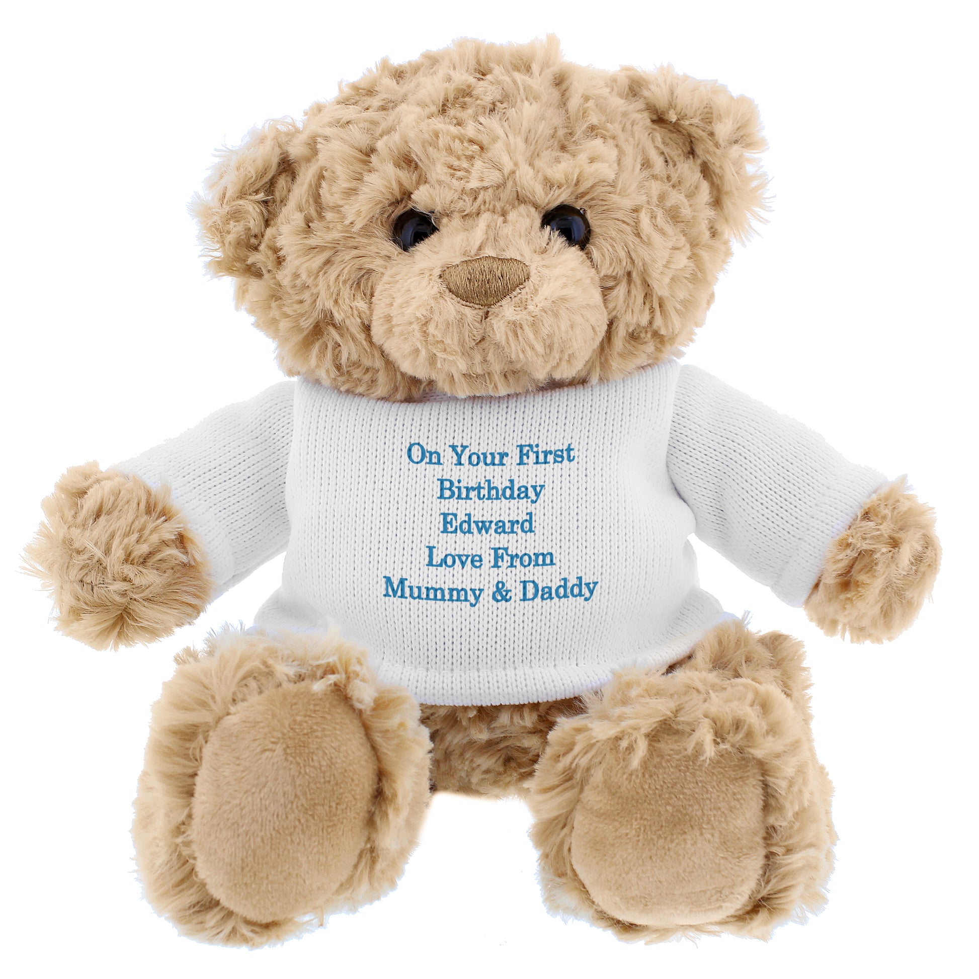 Personalised Message Teddy Bear - Blue - Plush Soft Toy - Inspired Creative Gifts