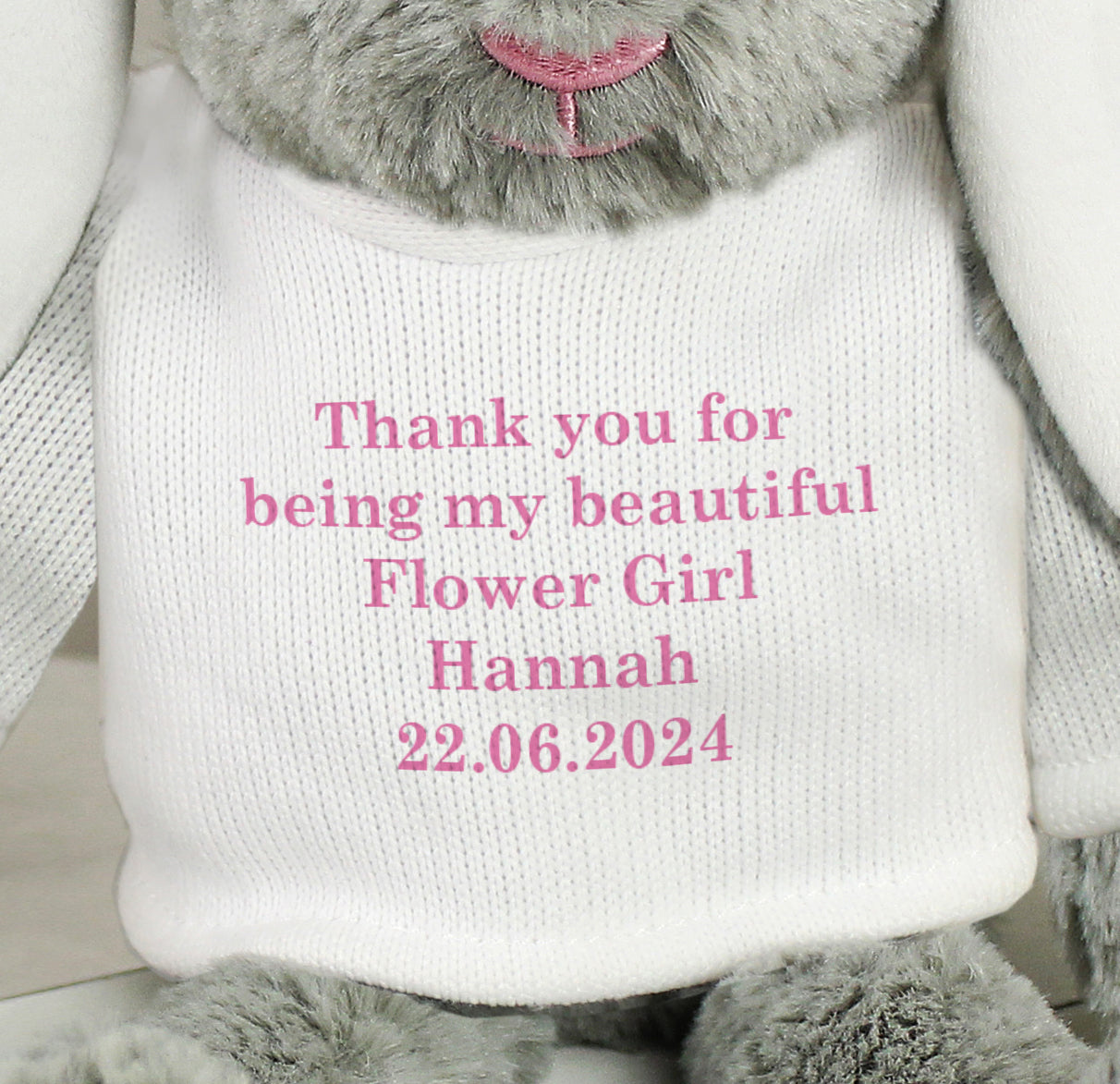 Personalised Message Bunny Rabbit In Jumper - Pink - Plush Soft Toy - Inspired Creative Gifts