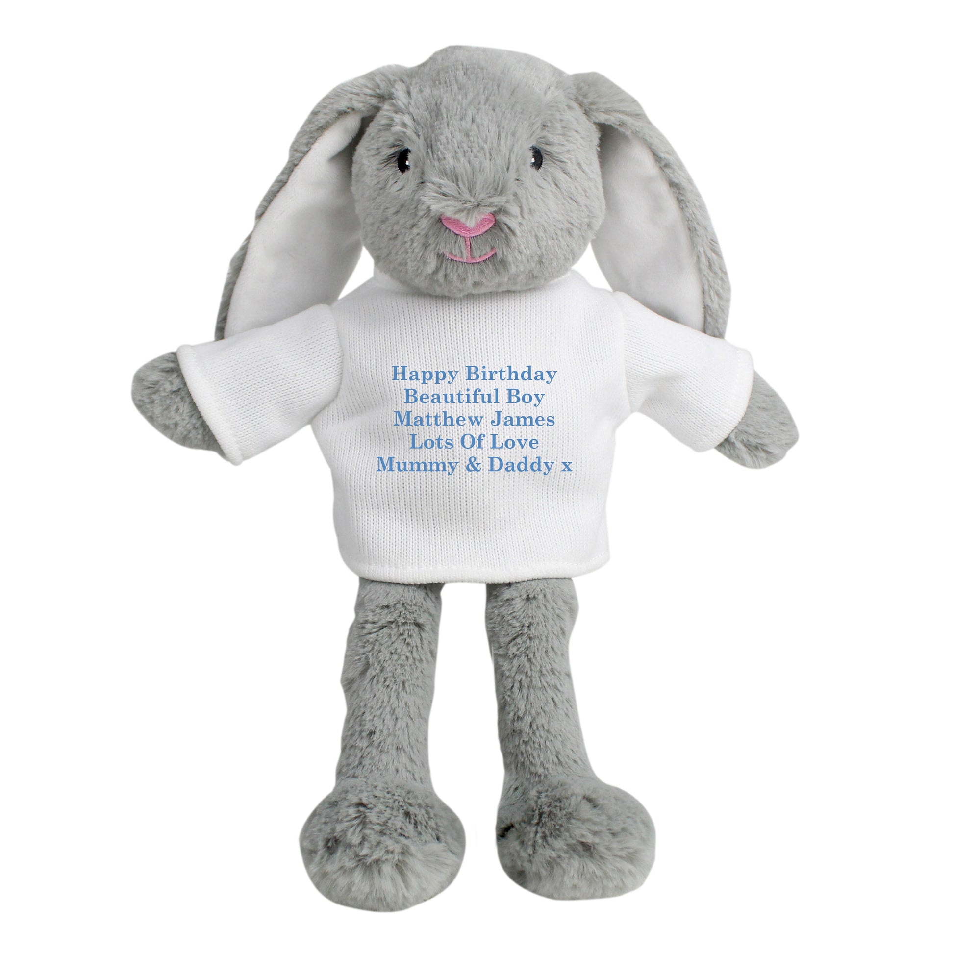 Personalised Message Bunny Rabbit - Blue - Plush Soft Toy - Inspired Creative Gifts