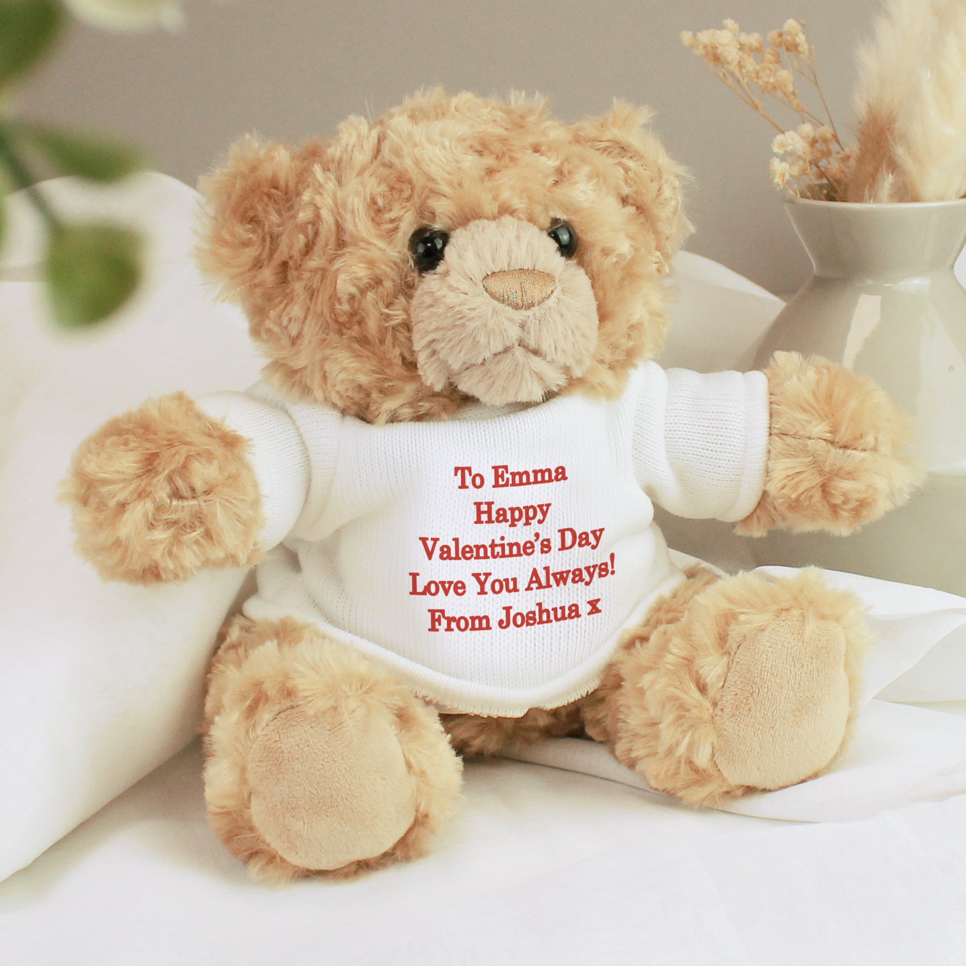 Personalised Teddy Bear - Red Message - Plush Soft Toy - Inspired Creative Gifts
