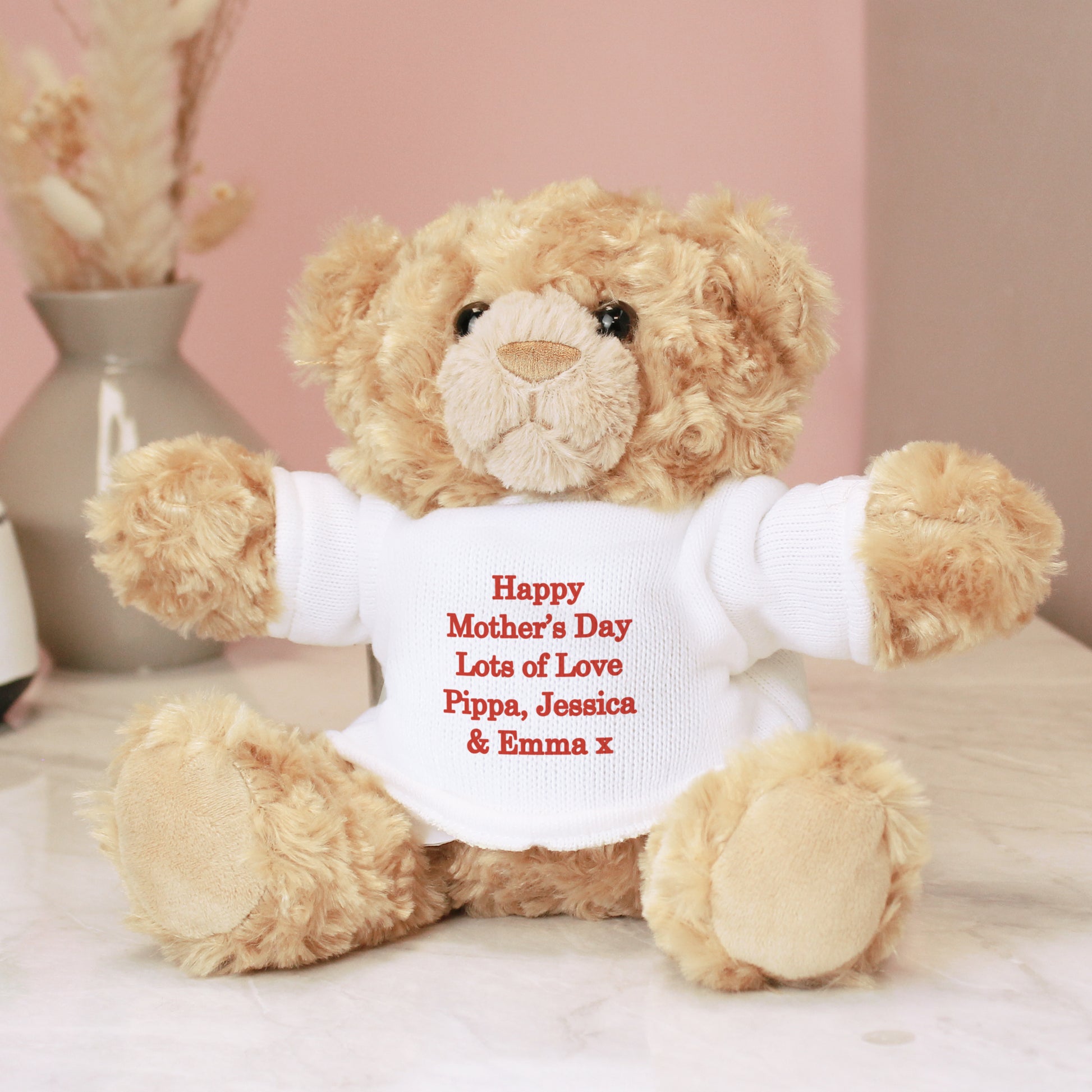 Personalised Teddy Bear - Red Message - Plush Soft Toy - Inspired Creative Gifts