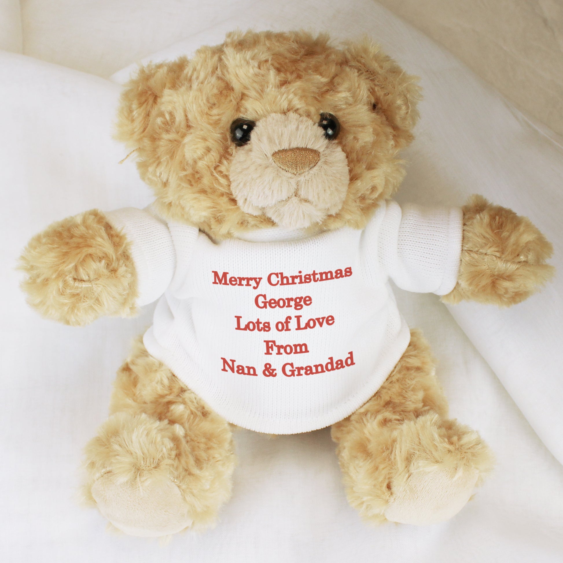 Personalised Teddy Bear - Red Message - Plush Soft Toy - Inspired Creative Gifts