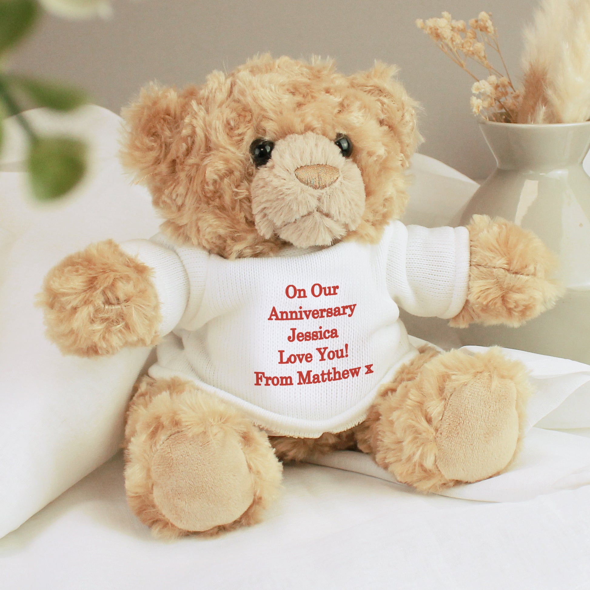 Personalised Teddy Bear - Red Message - Plush Soft Toy - Inspired Creative Gifts