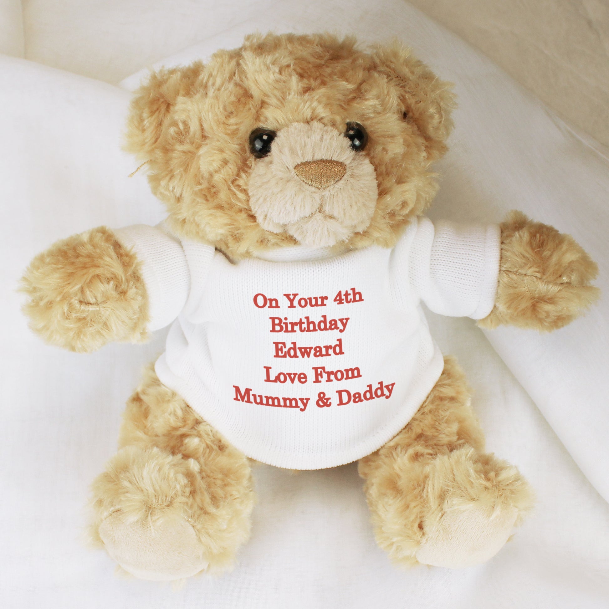 Personalised Teddy Bear - Red Message - Plush Soft Toy - Inspired Creative Gifts