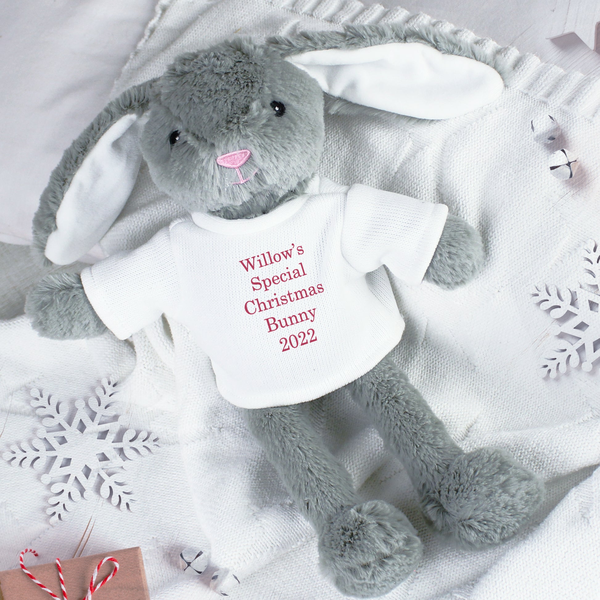 Personalised Christmas Bunny Rabbit - Red - Plush Soft Toy - Inspired Creative Gifts