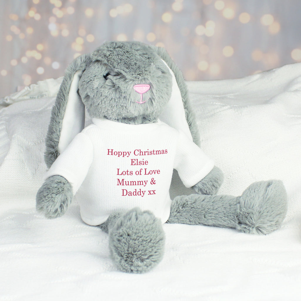 Personalised Christmas Bunny Rabbit - Red - Plush Soft Toy - Inspired Creative Gifts