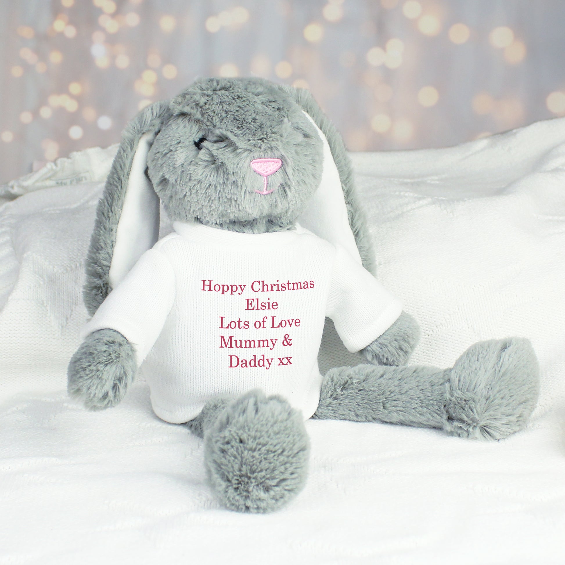 Personalised Christmas Bunny Rabbit - Red - Plush Soft Toy - Inspired Creative Gifts