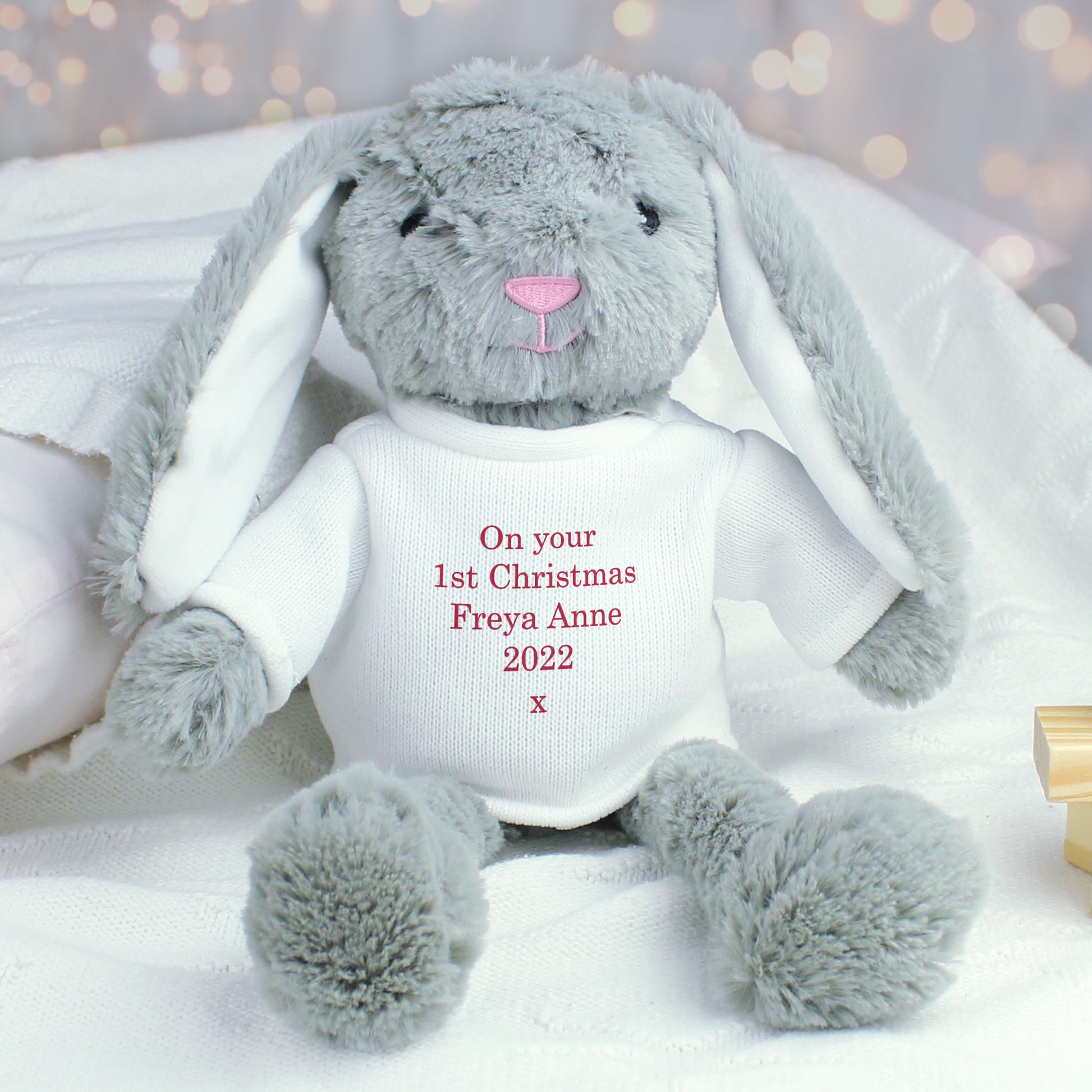 Personalised Christmas Bunny Rabbit - Red - Plush Soft Toy - Inspired Creative Gifts