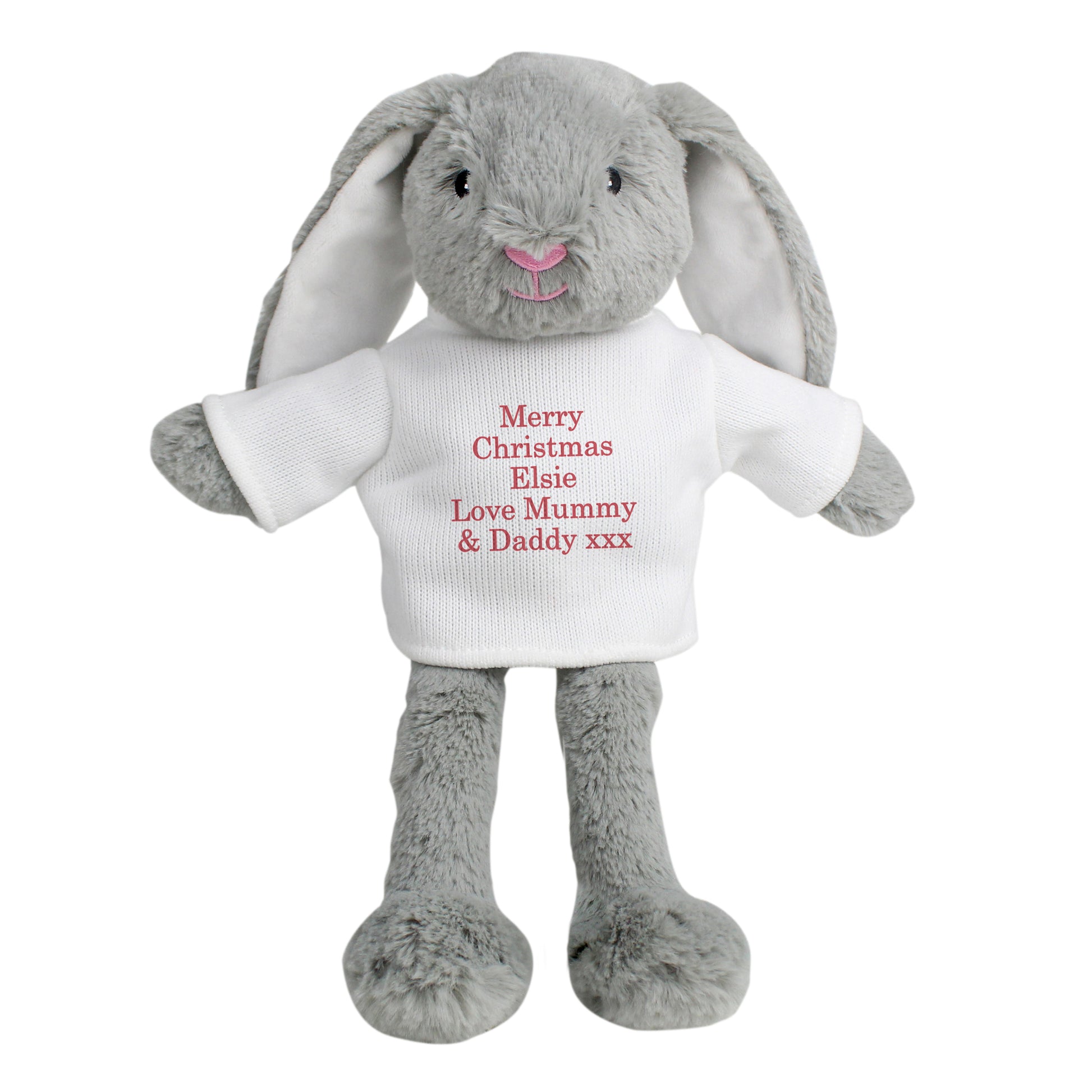 Personalised Christmas Bunny Rabbit - Red - Plush Soft Toy - Inspired Creative Gifts