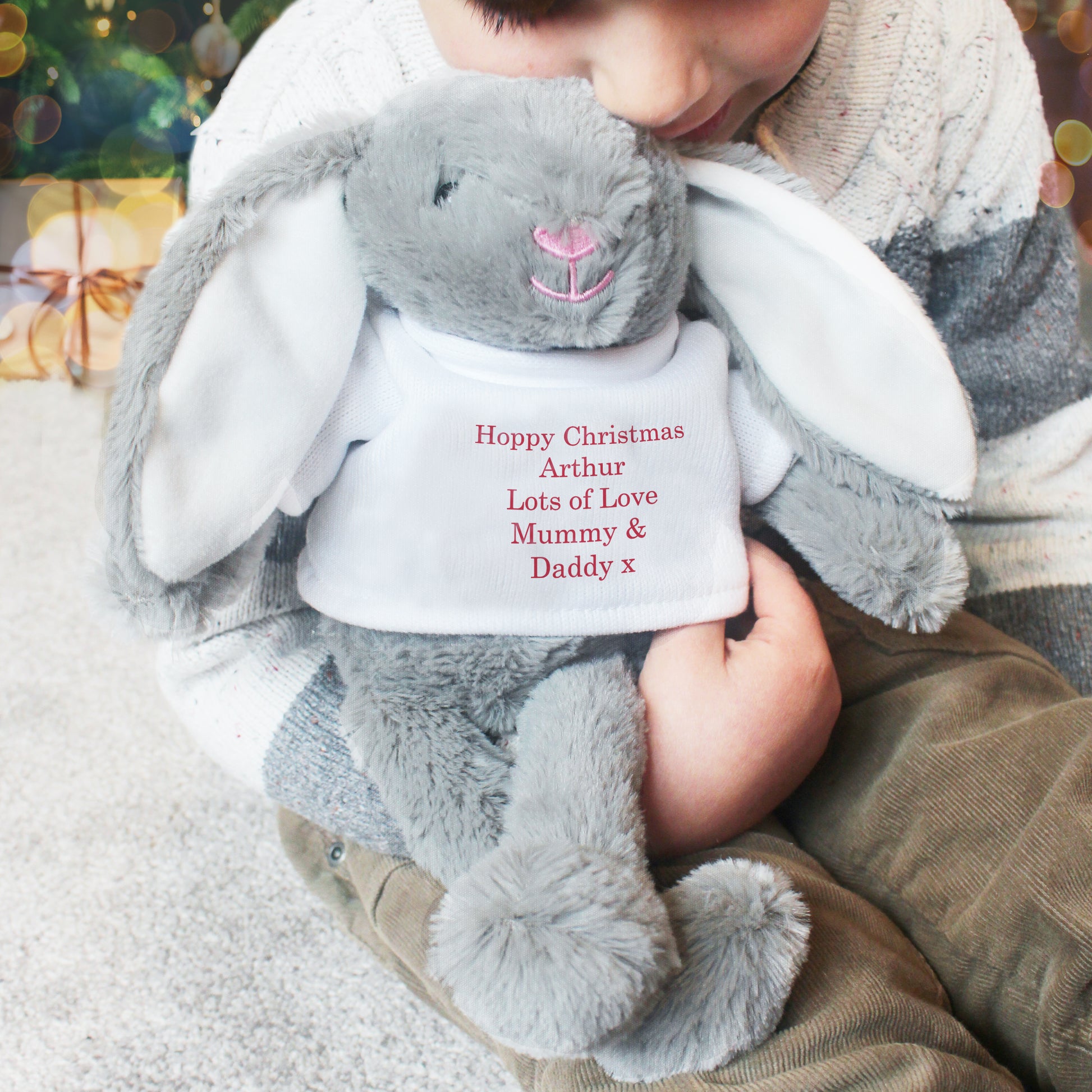 Personalised Christmas Bunny Rabbit - Red - Plush Soft Toy - Inspired Creative Gifts