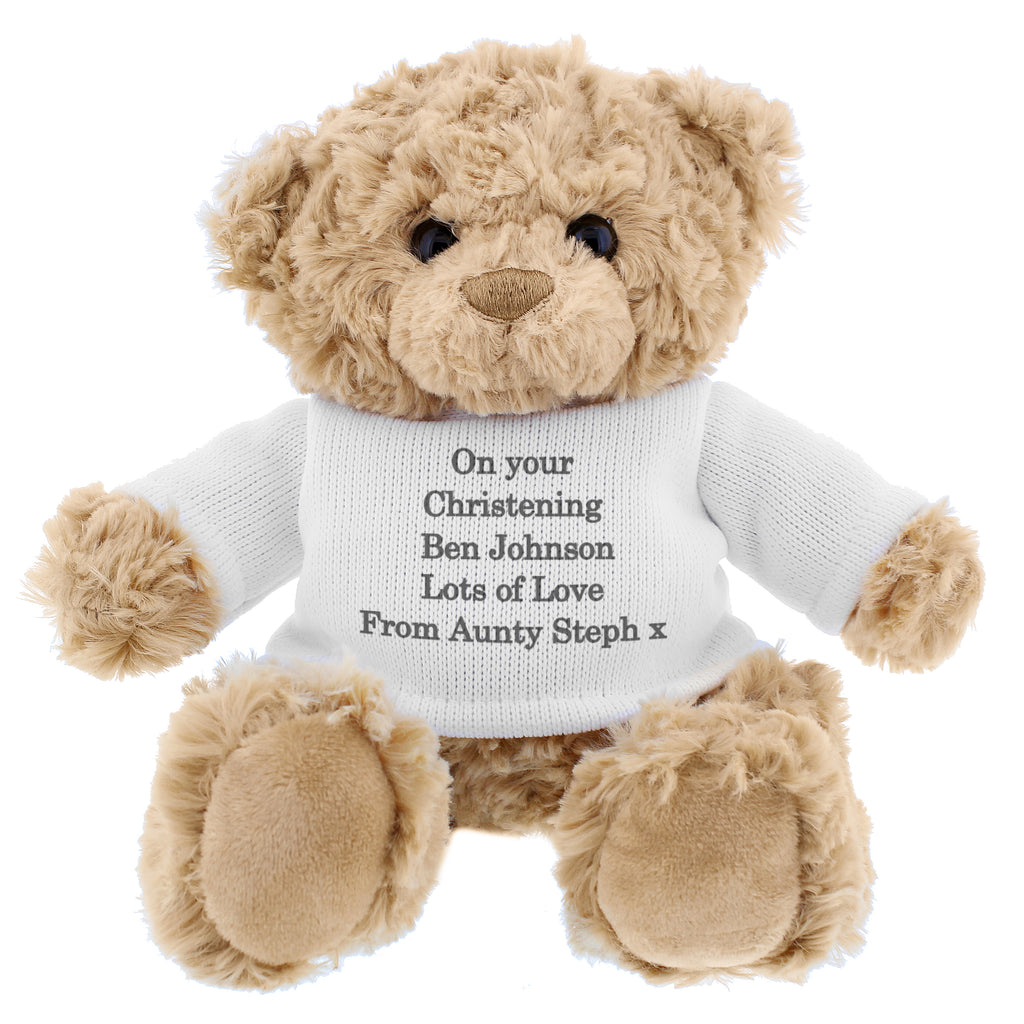 Personalised Message Teddy Bear - Grey - Plush Soft Toy - Inspired Creative Gifts