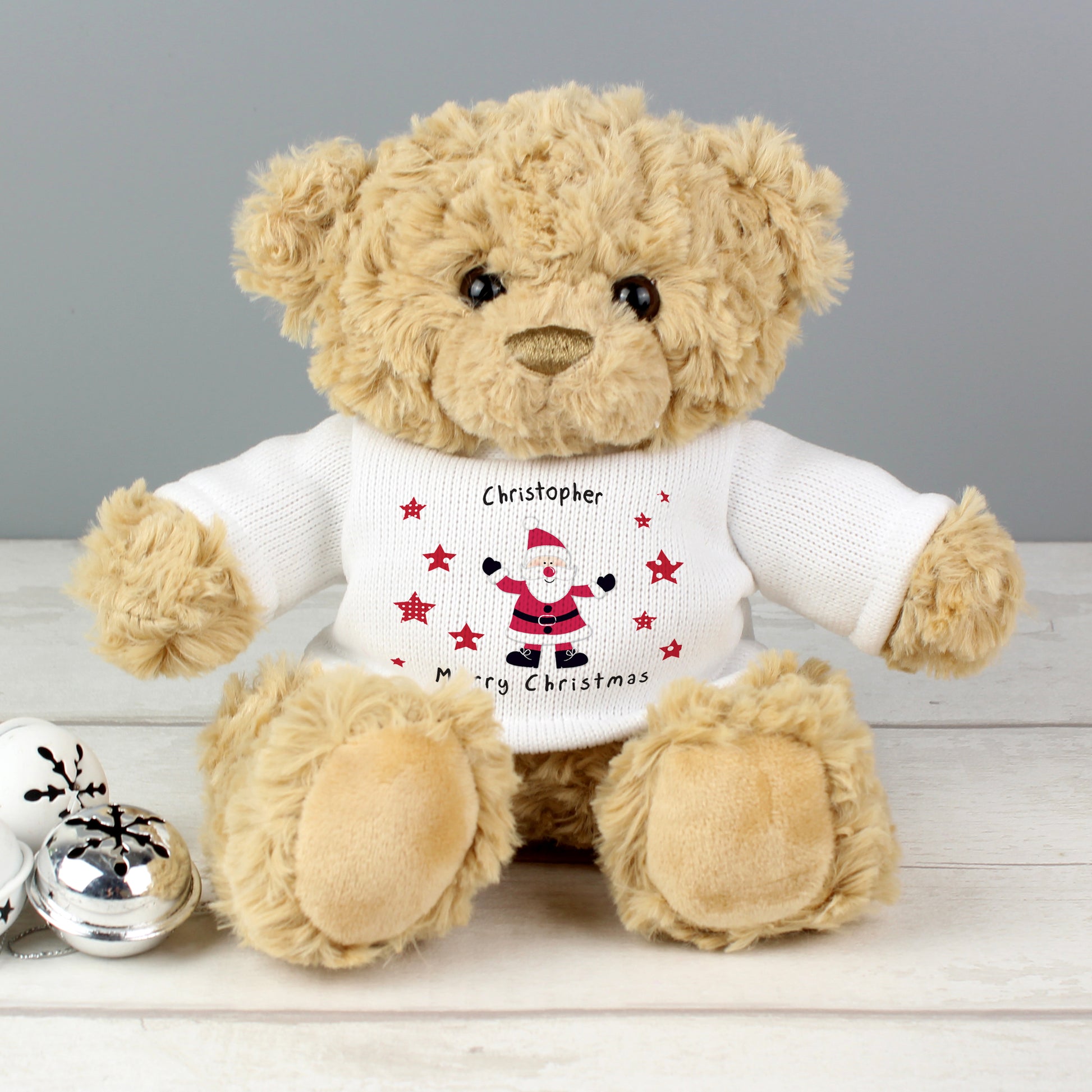 Personalised Spotty Santa Teddy Bear - Plush Soft Toy - Inspired Creative Gifts