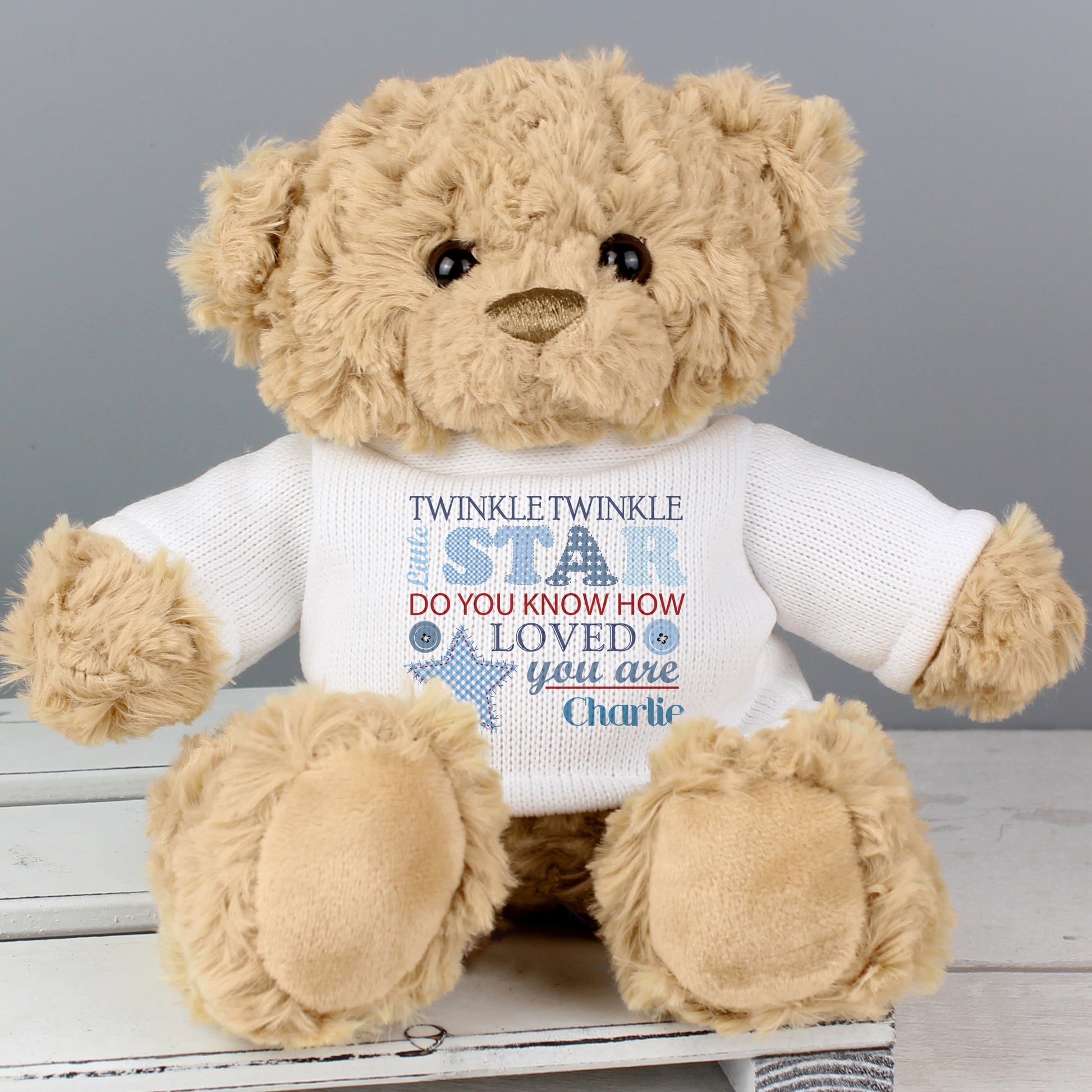 Personalised Twinkle Boys Teddy Bear - Plush Soft Toy - Inspired Creative Gifts