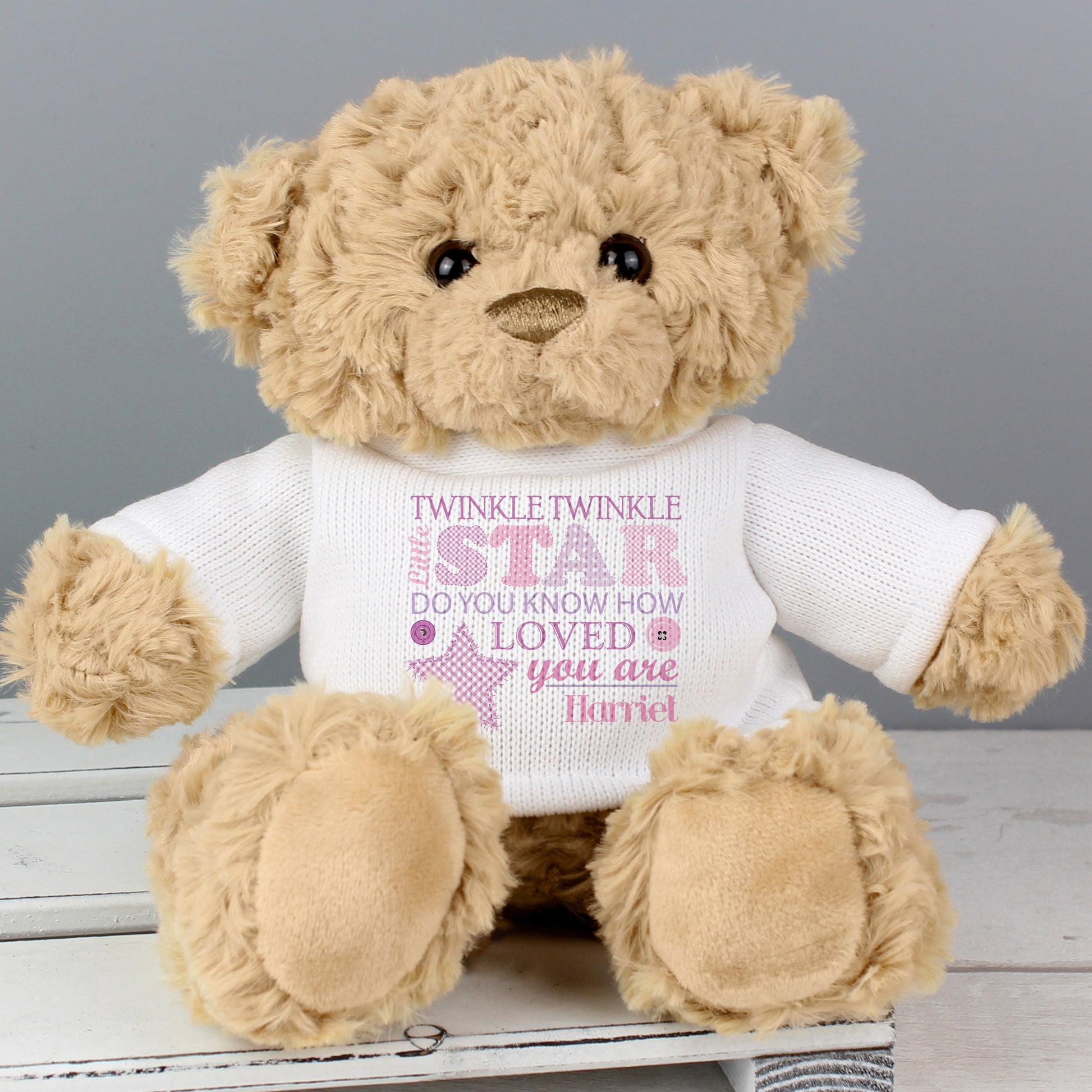Personalised Twinkle Girls Teddy Bear - Plush Soft Toy - Inspired Creative Gifts