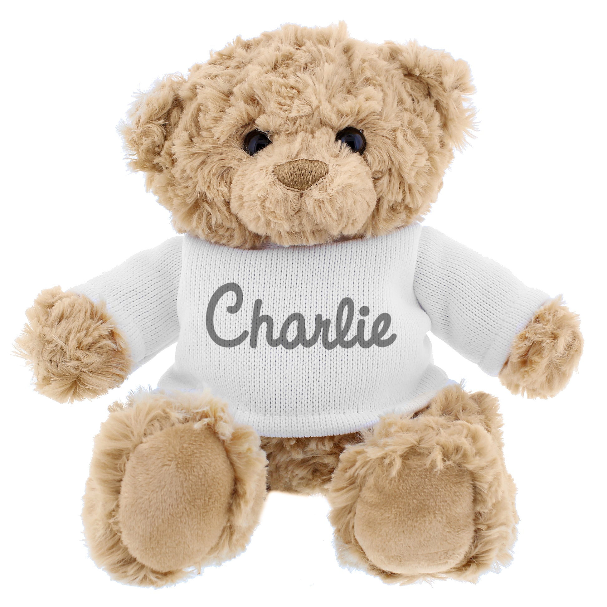 Personalised Name Only Teddy Bear  - Grey - Plush Soft Toy - Inspired Creative Gifts