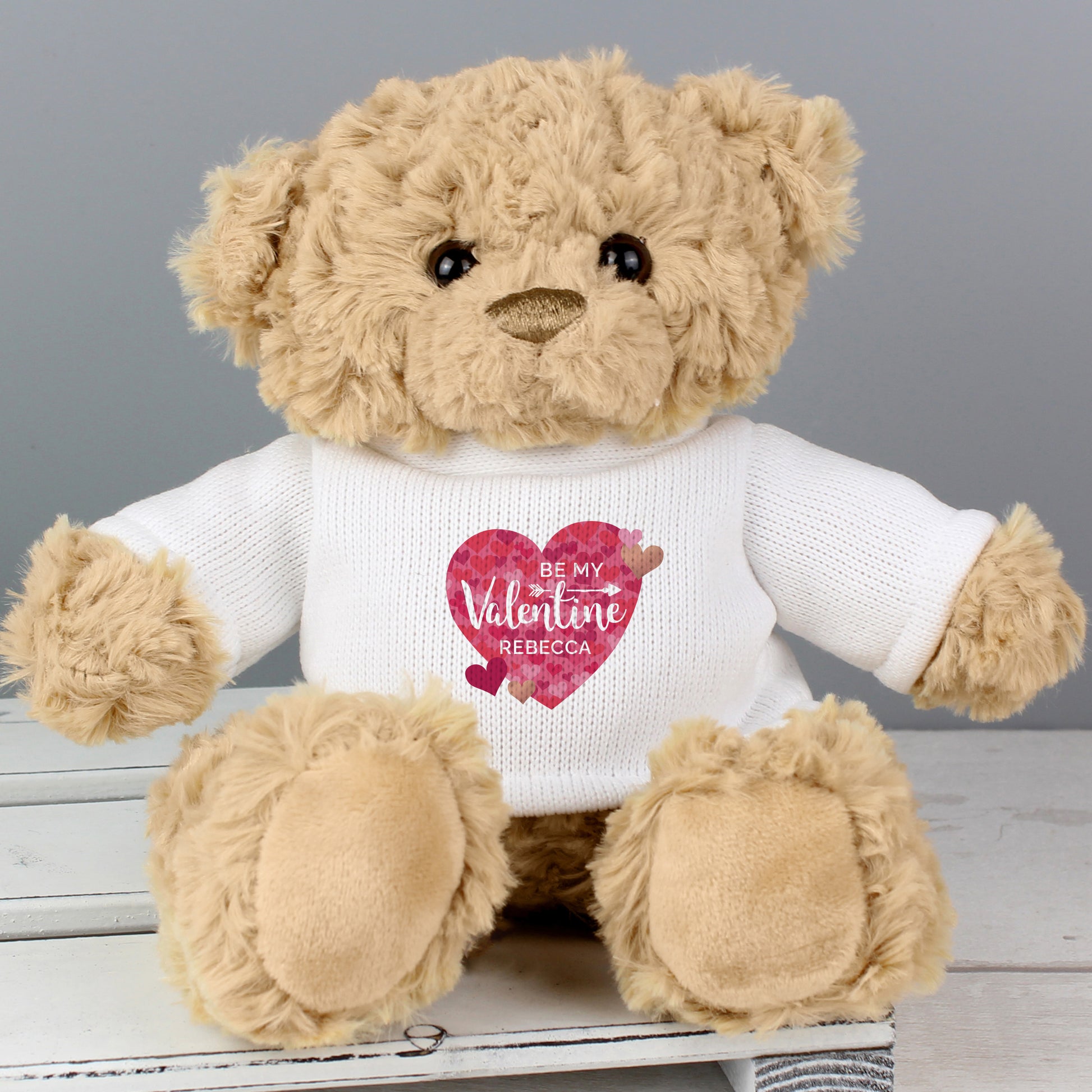 Personalised Valentine's Day Confetti Hearts Teddy Bear - Plush Soft Toy - Inspired Creative Gifts