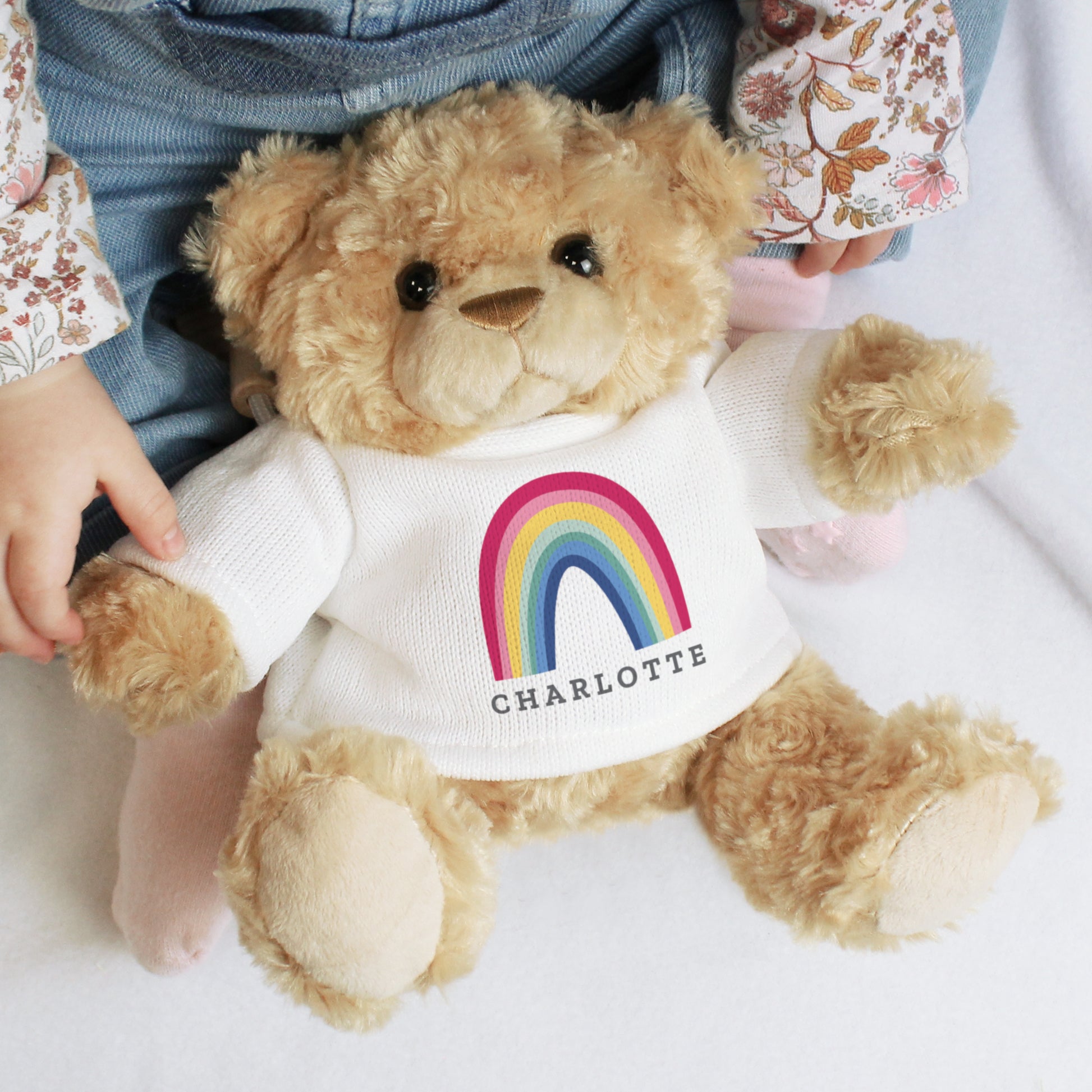 Personalised Rainbow Teddy Bear - Plush Soft Toy - Inspired Creative Gifts