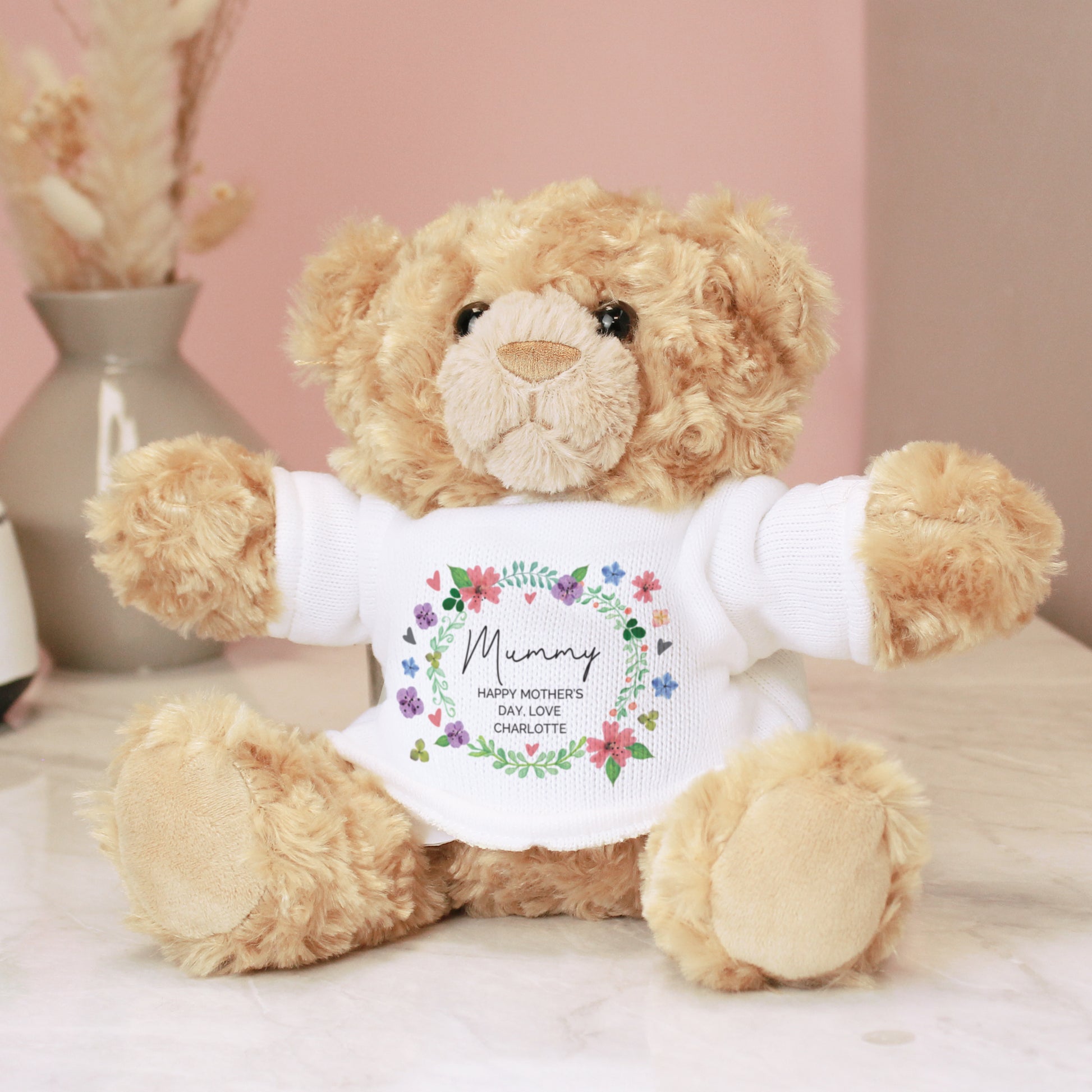 Personalised Floral Teddy Bear - Plush Soft Toy - Inspired Creative Gifts