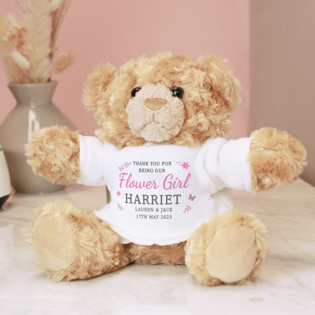 Personalised Girls Free Text Teddy Bear - Plush Soft Toy - Inspired Creative Gifts