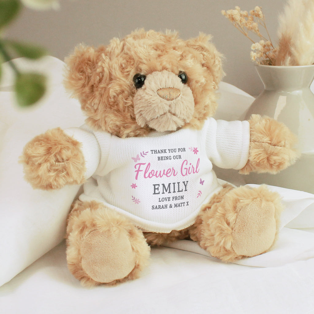 Personalised Girls Free Text Teddy Bear - Plush Soft Toy - Inspired Creative Gifts