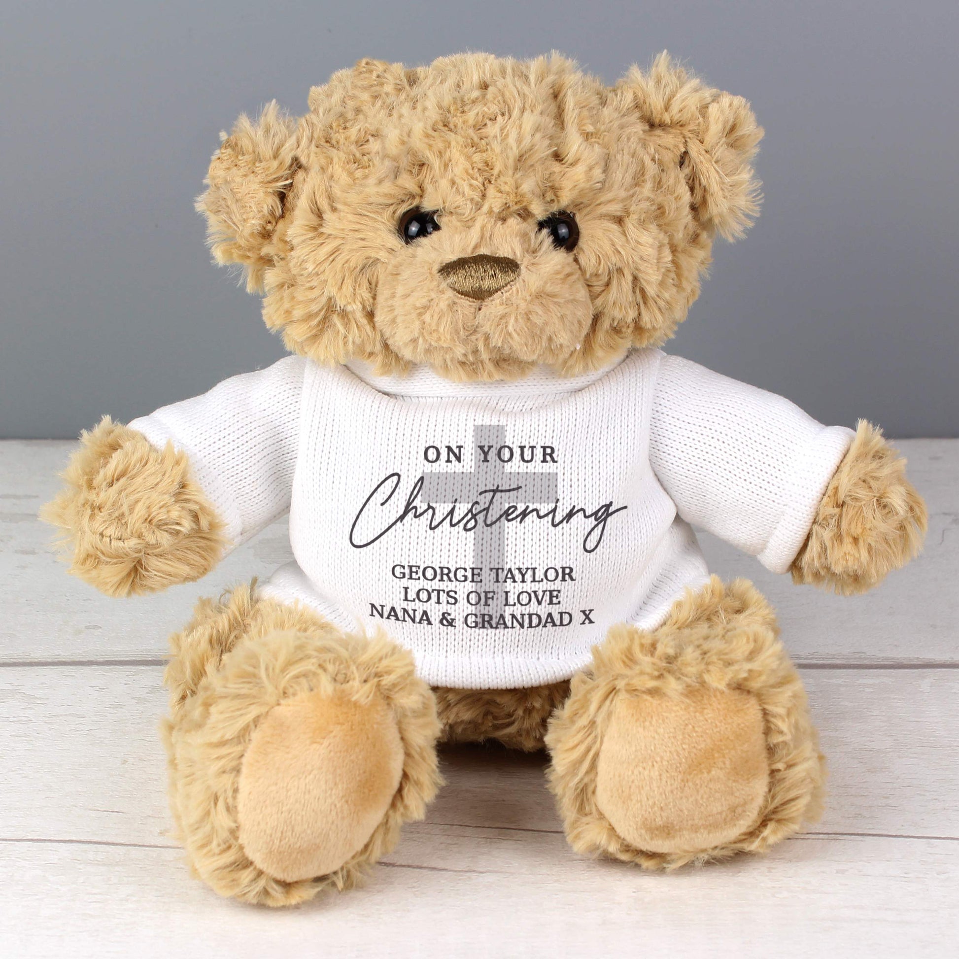 Personalised On Your Christening Teddy Bear - Plush Soft Toy - Inspired Creative Gifts