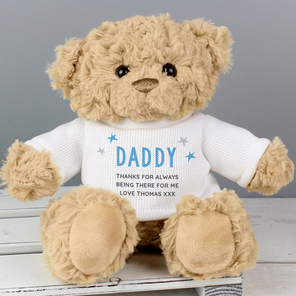 Personalised Blue Name & Message Teddy Bear - Plush Soft Toy - Inspired Creative Gifts