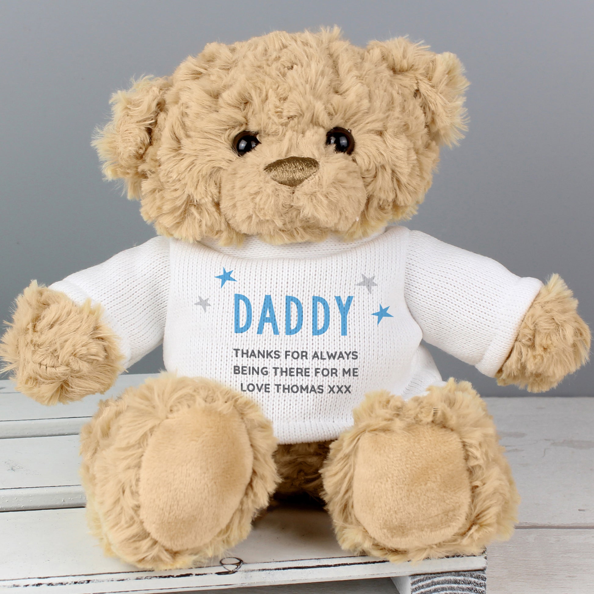 Personalised Blue Name & Message Teddy Bear - Plush Soft Toy - Inspired Creative Gifts