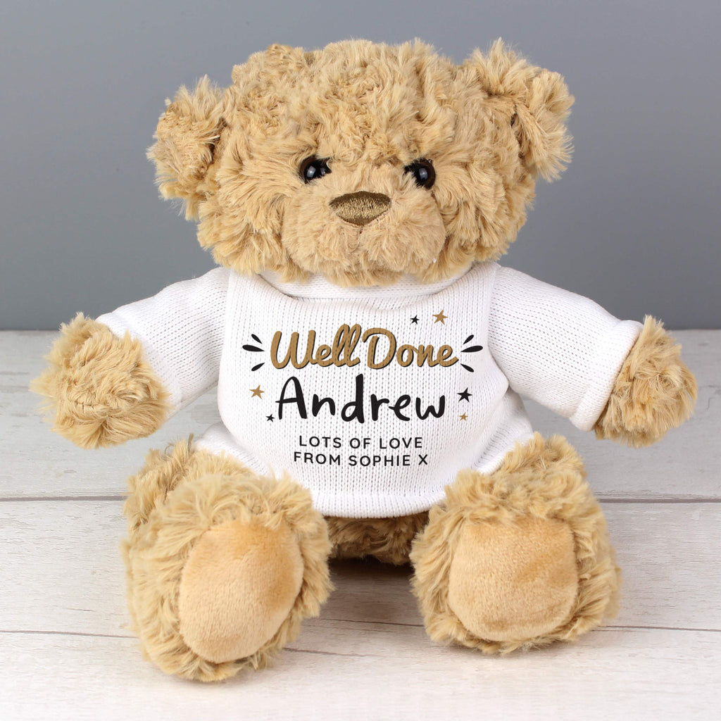 Personalised Well Done Teddy Bear - Plush Soft Toy - Inspired Creative Gifts