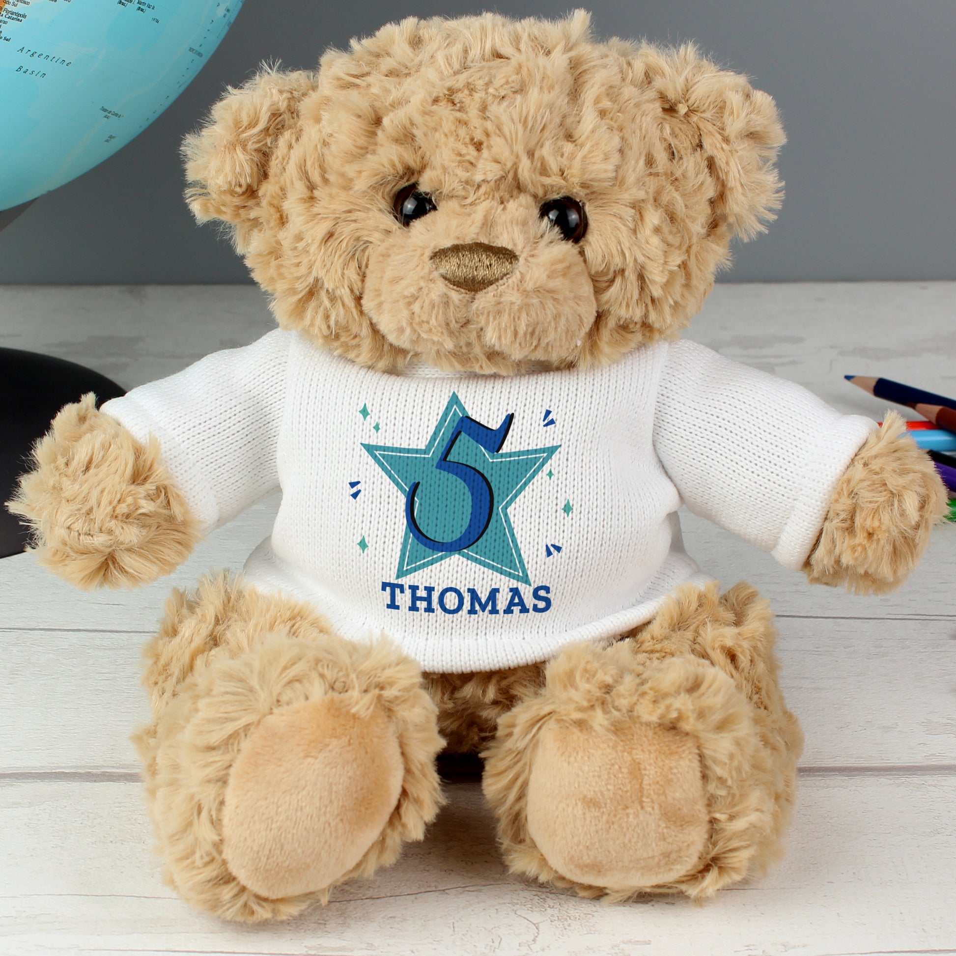 Personalised Blue Big Age Teddy Bear - Plush Soft Toy - Inspired Creative Gifts
