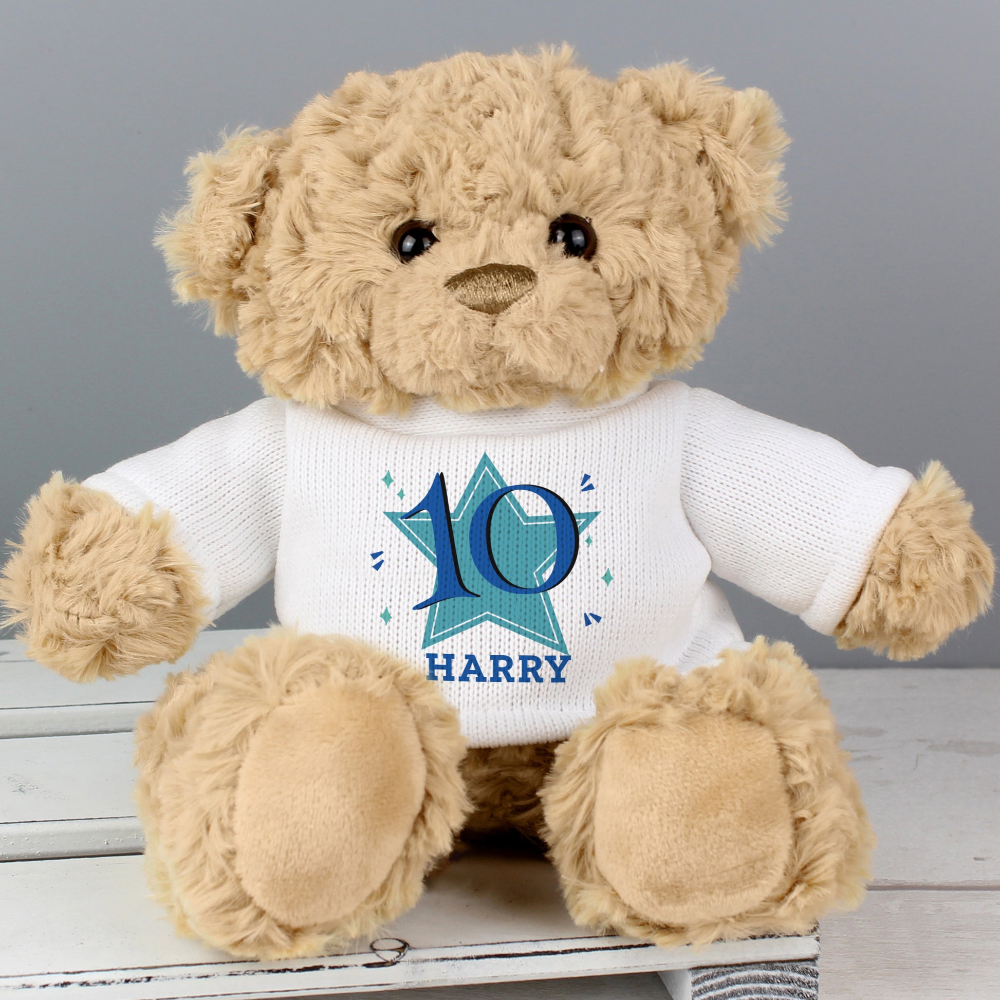 Personalised Blue Big Age Teddy Bear - Plush Soft Toy - Inspired Creative Gifts