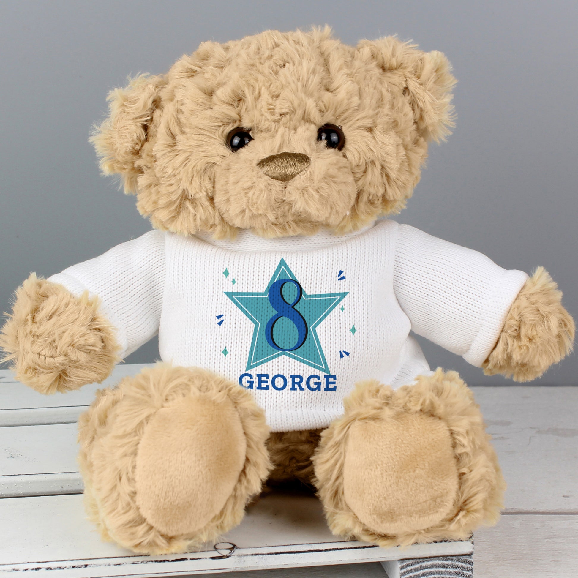 Personalised Blue Big Age Teddy Bear - Plush Soft Toy - Inspired Creative Gifts
