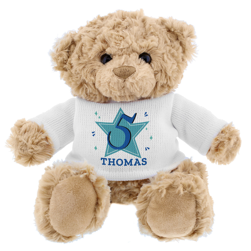 Personalised Blue Big Age Teddy Bear - Plush Soft Toy - Inspired Creative Gifts