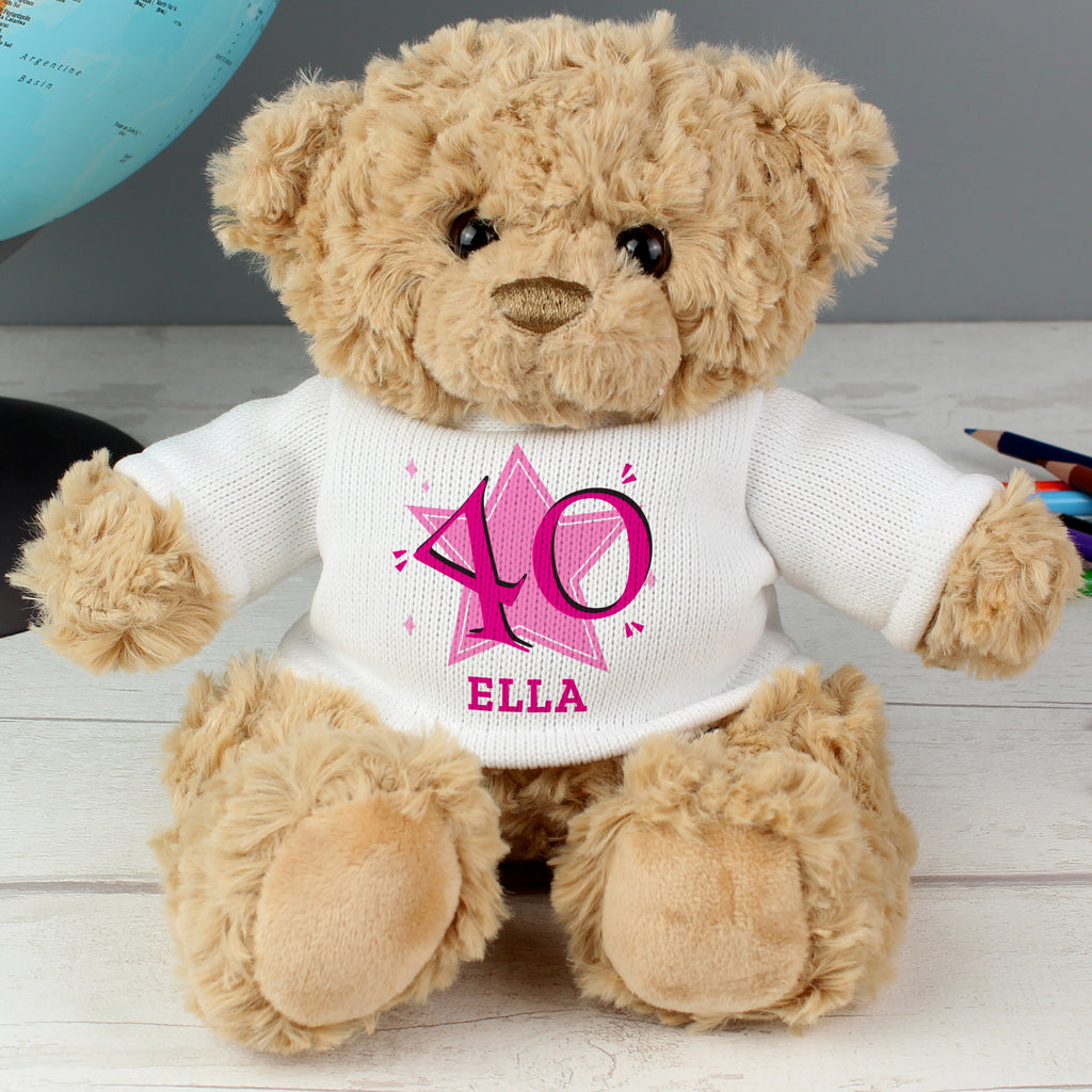 Personalised Pink Big Age Teddy Bear - Plush Soft Toy - Inspired Creative Gifts