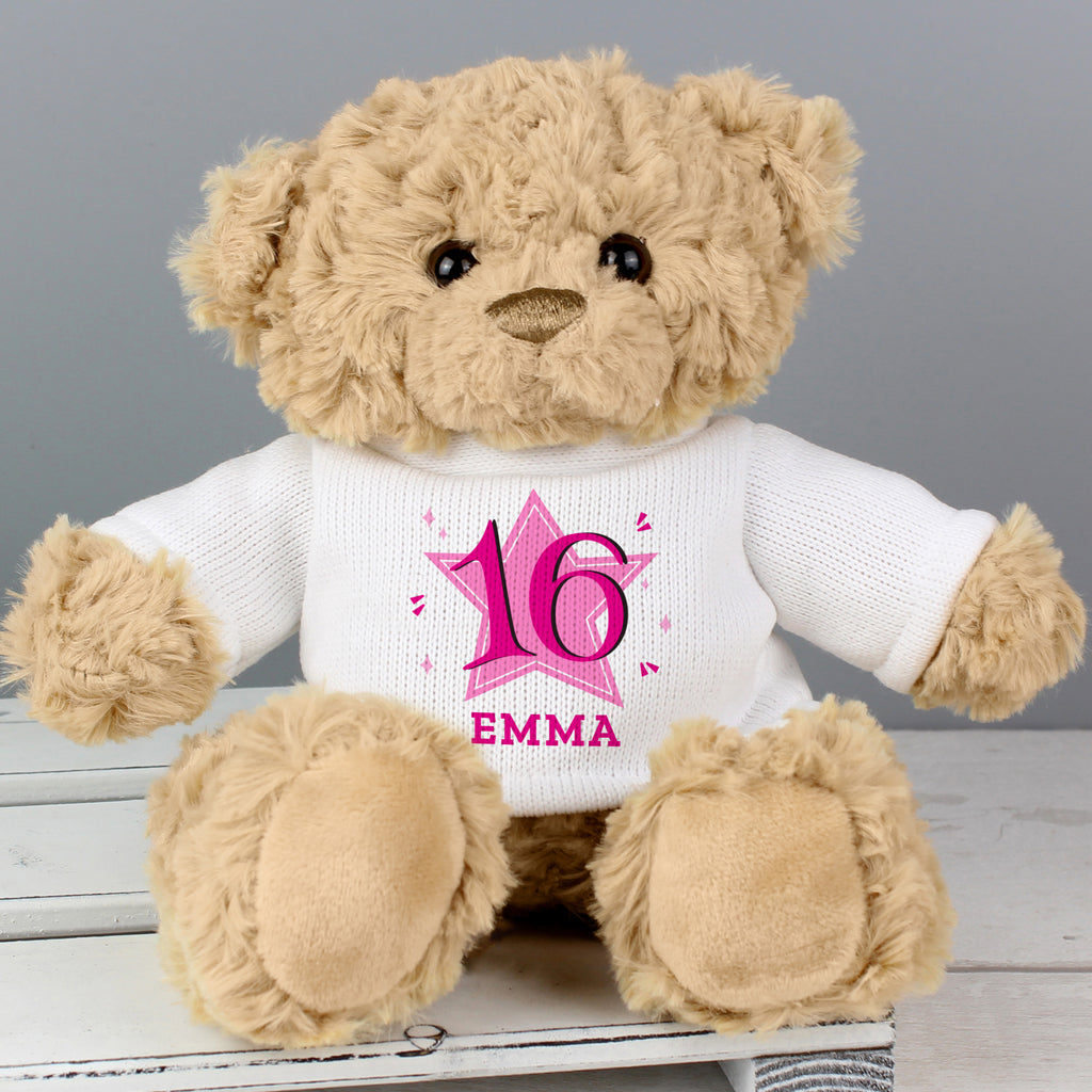 Personalised Pink Big Age Teddy Bear - Plush Soft Toy - Inspired Creative Gifts