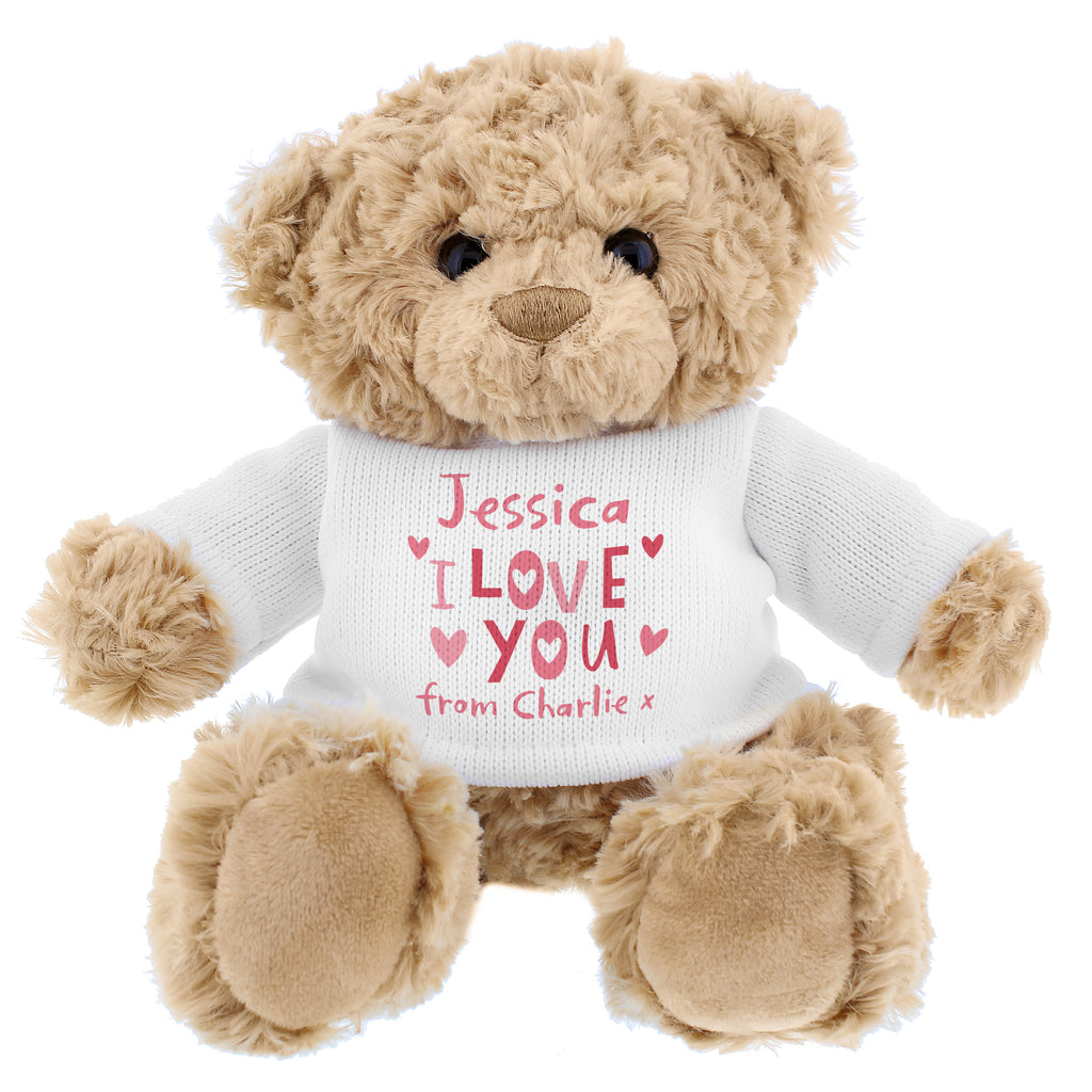 Personalised I Love You Teddy Bear - Plush Soft Toy - Inspired Creative Gifts