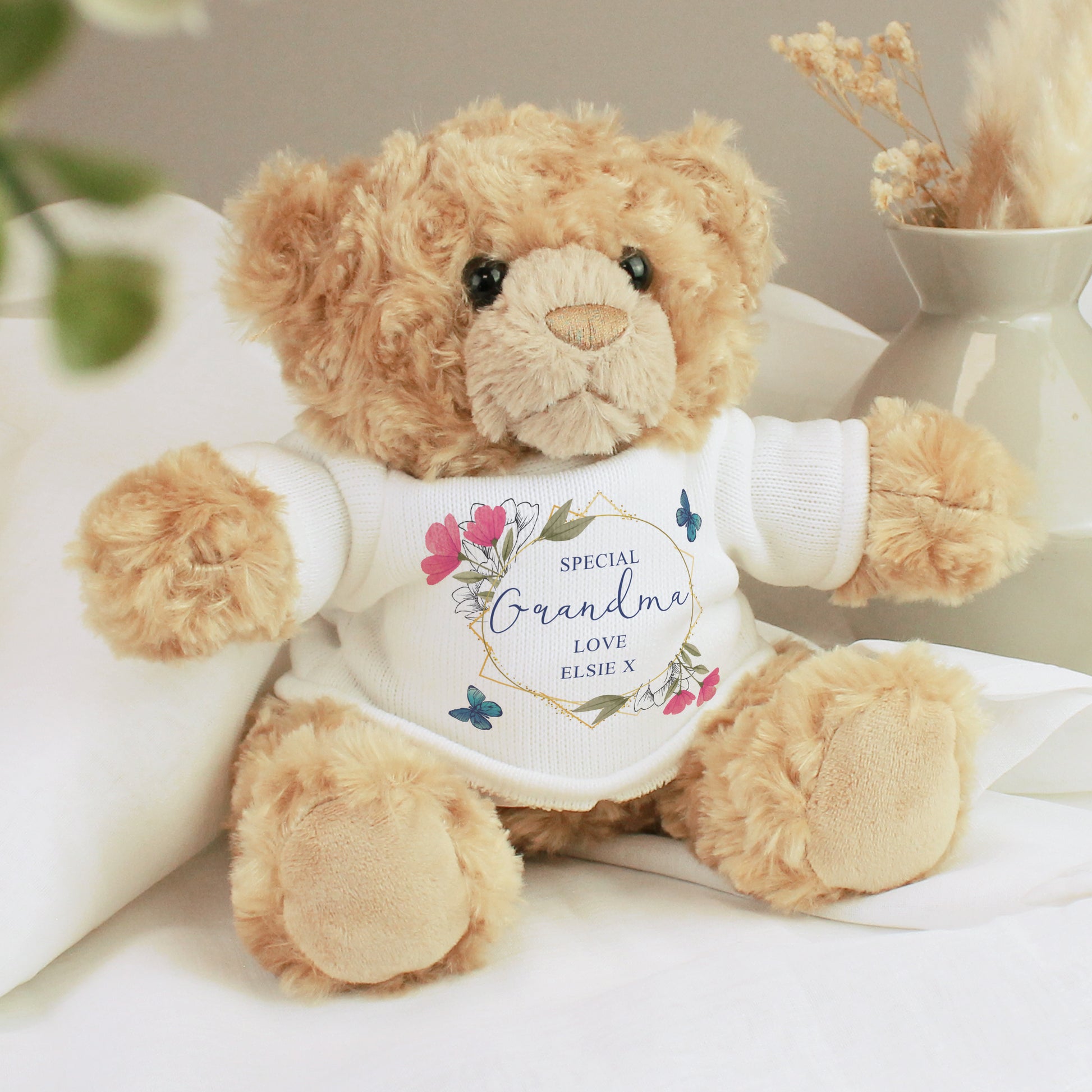 Personalised Geometric Floral Teddy Bear - Inspired Creative Gifts
