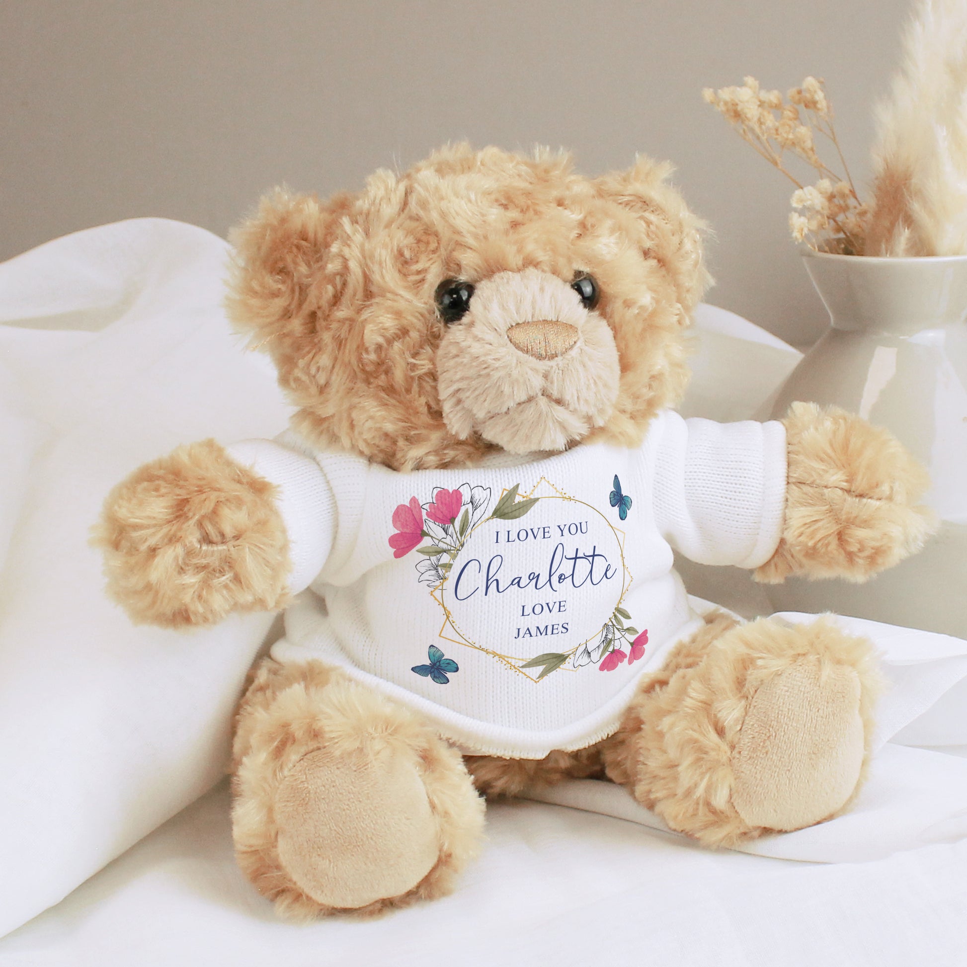 Personalised Geometric Floral Teddy Bear - Inspired Creative Gifts