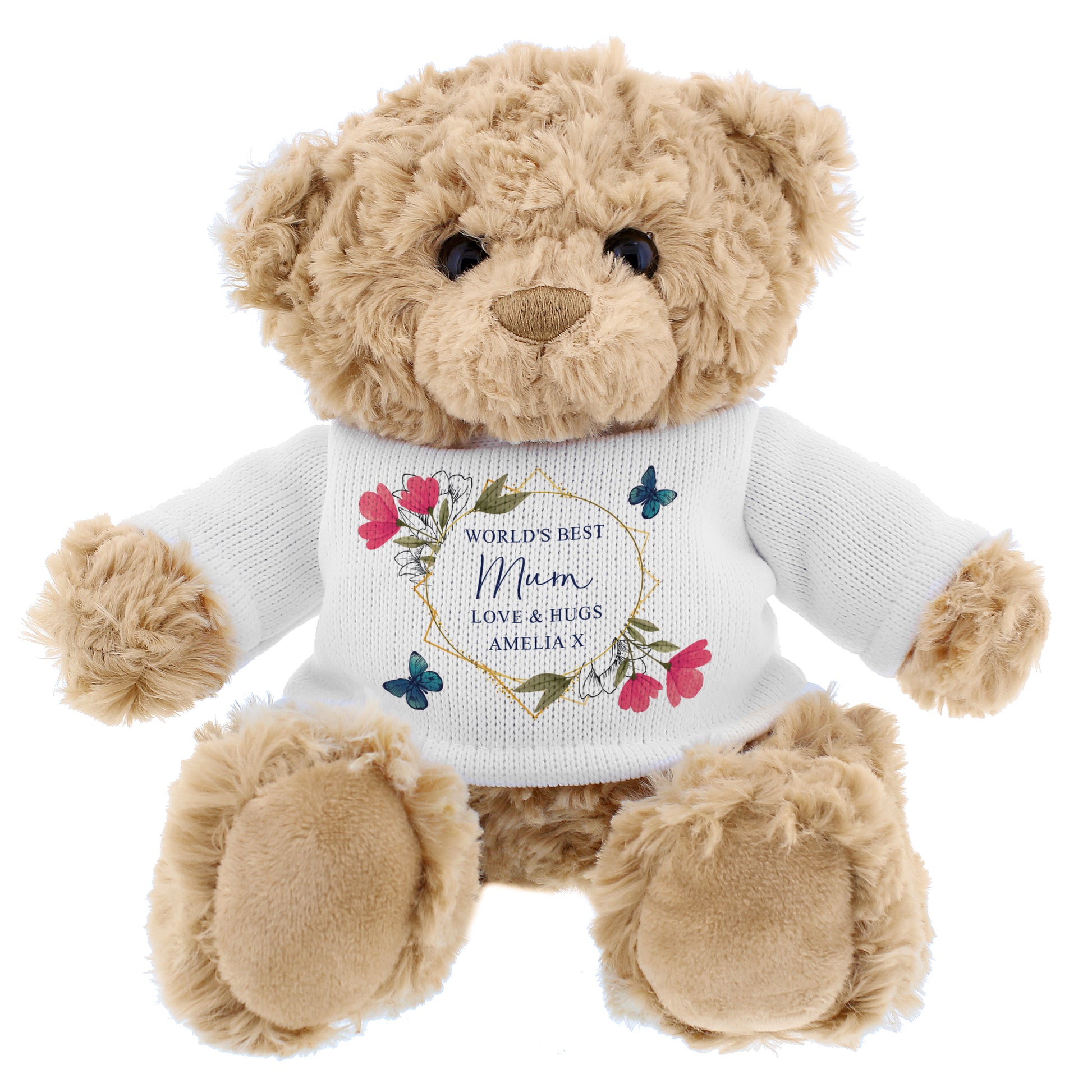 Personalised Geometric Floral Teddy Bear - Inspired Creative Gifts