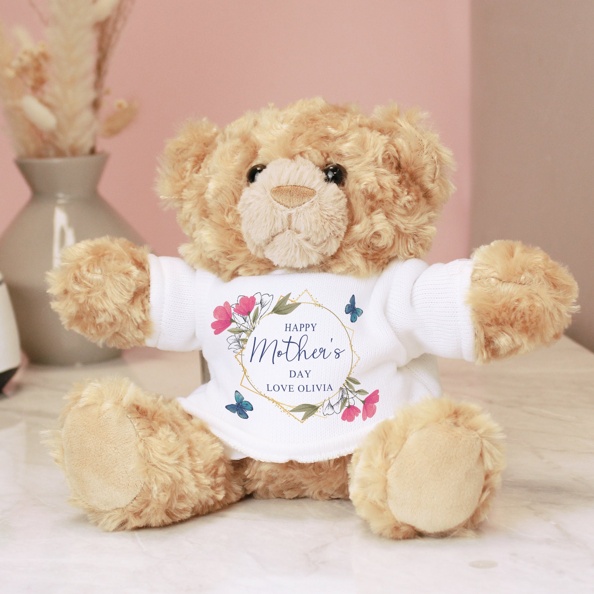 Personalised Geometric Floral Teddy Bear - Inspired Creative Gifts