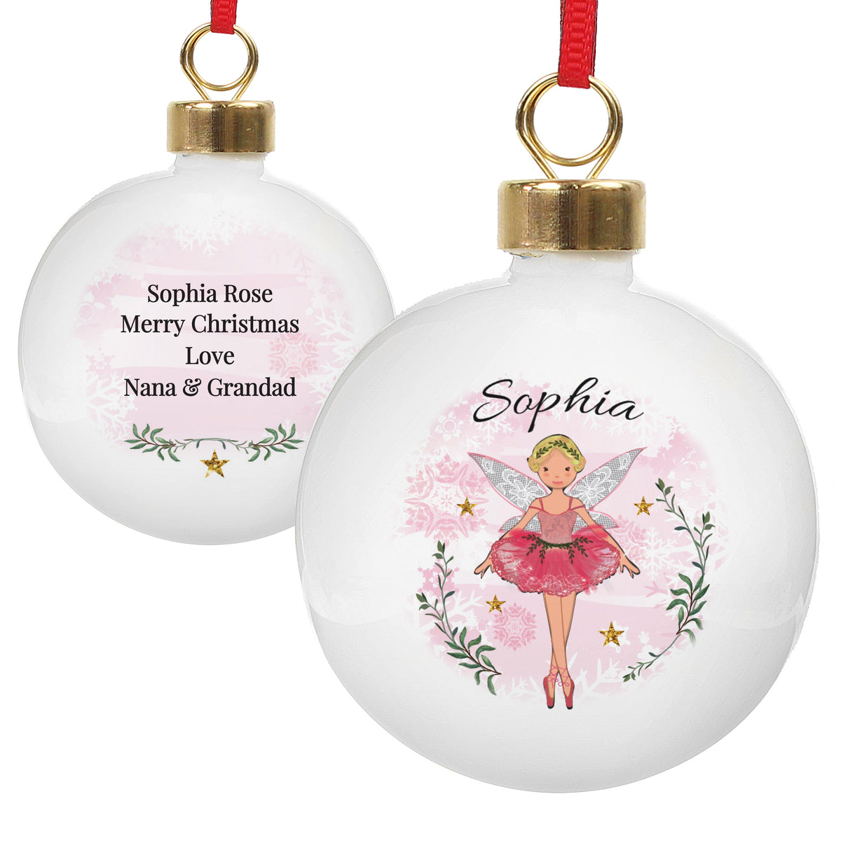 Personalised Sugar Plum Fairy Bauble for Christmas
