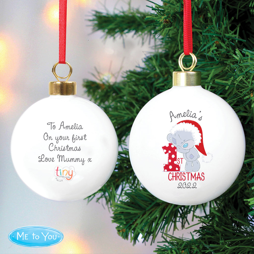 Personalised Tiny Tatty Teddy 'My 1st Christmas' Bauble | Christmas Gift