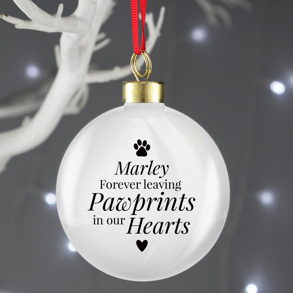 Personalised Pawprints Memorial Bauble - Bauble - Inspired Creative Gifts