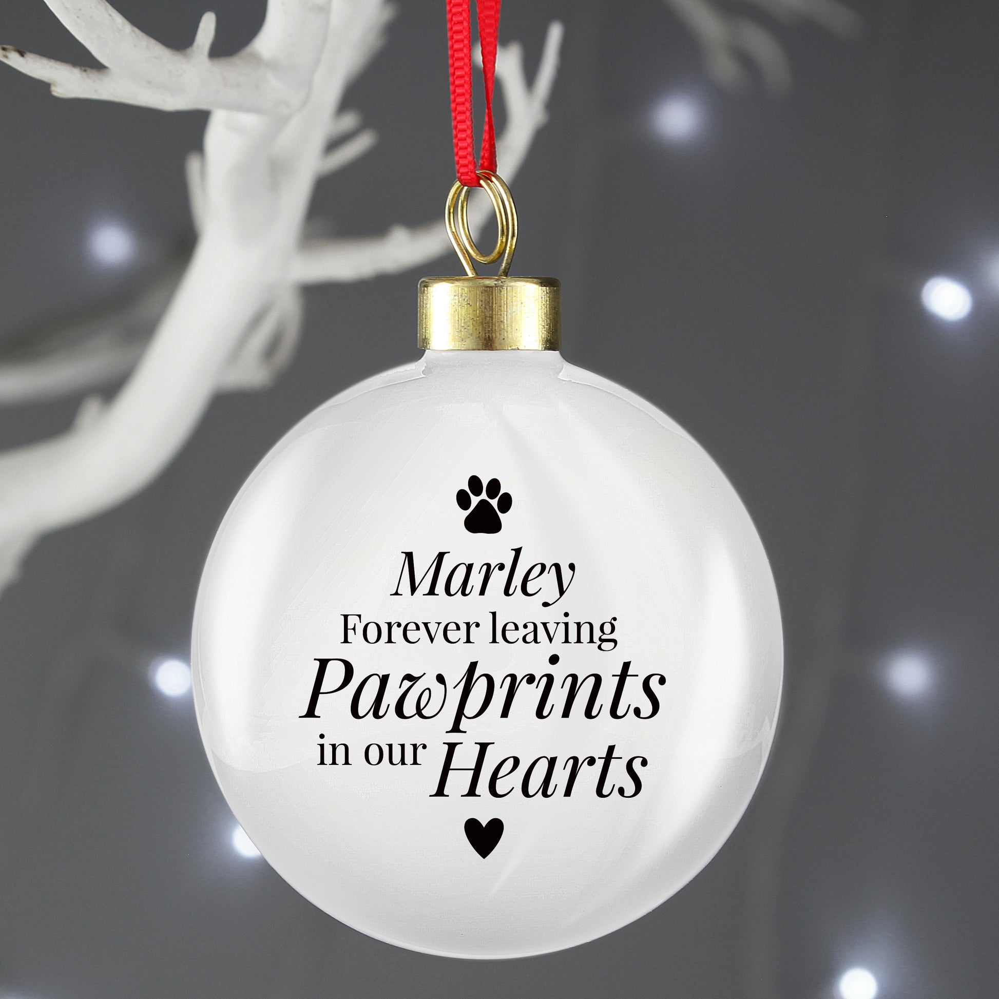Personalised Pawprints Memorial Bauble - Bauble - Inspired Creative Gifts